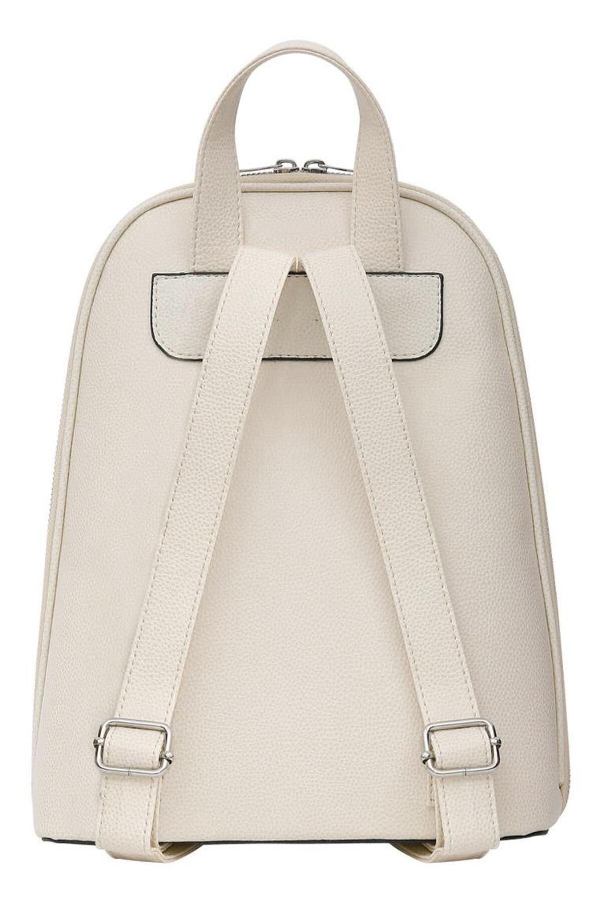 Dogo-Cream Colored Vegan Leather Women's Backpack - Still Life Butterflies Design 3