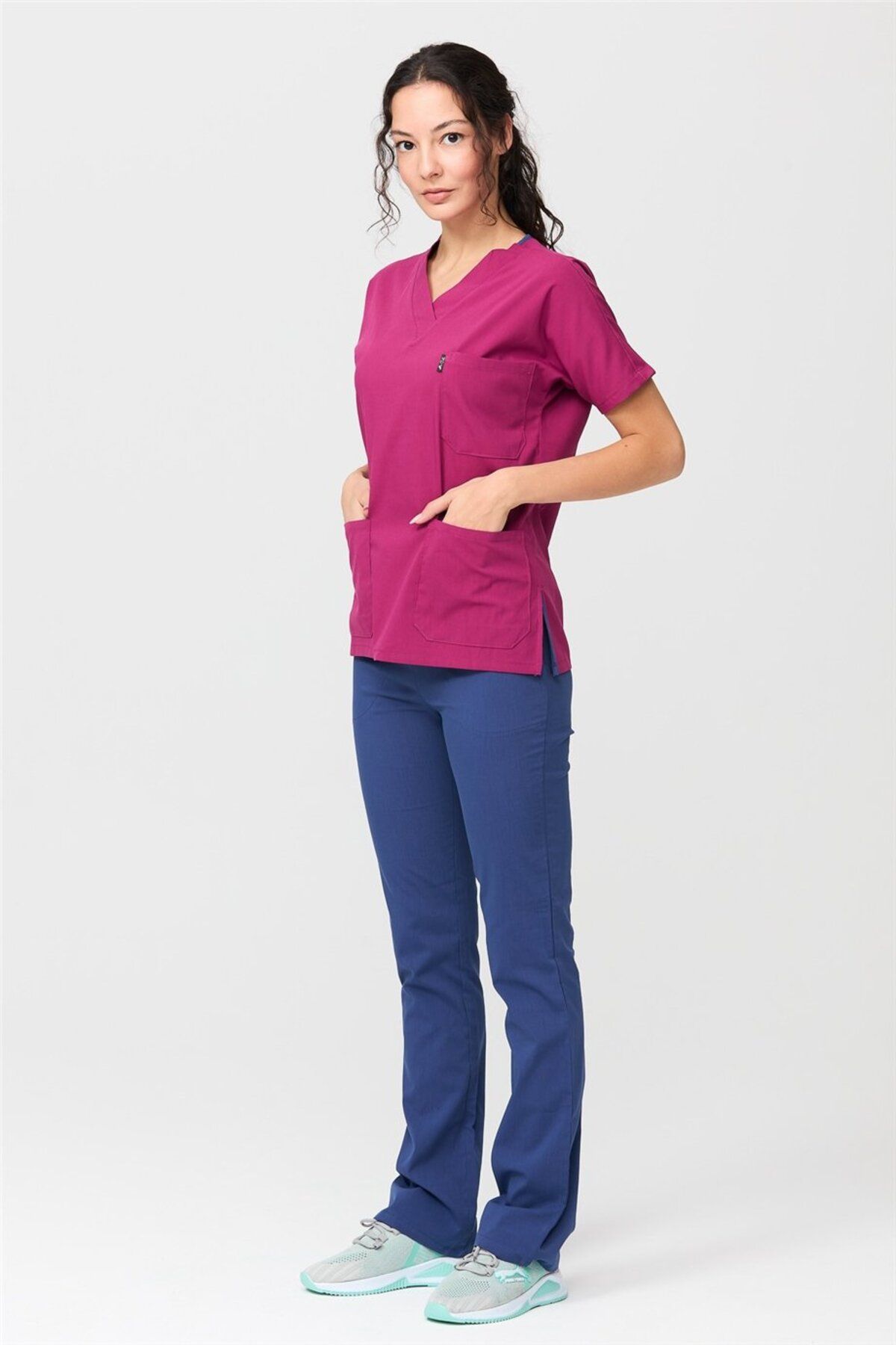 Çatı Medikal-Ultralycra Harmony - Lycra Women's Jersey Set (Cherry/Sturm Blue), Doctor Nurse 7