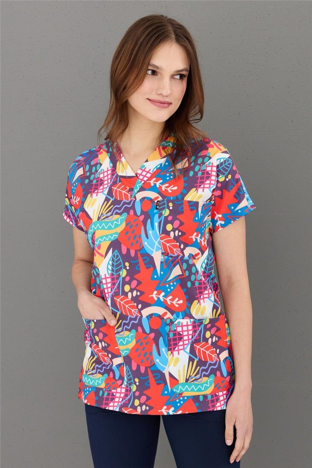 Çatı Medikal-Carnival Basic - Exotic Pattern Nurse and Doctor Veterinary Single Top Jersey (Unisex) 1