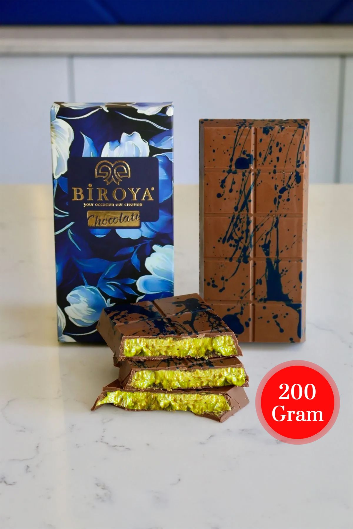 Biroya Dubai Çikolatası Fıstıklı Kadayıflı 200gr - % 75 Antep Fıstığı