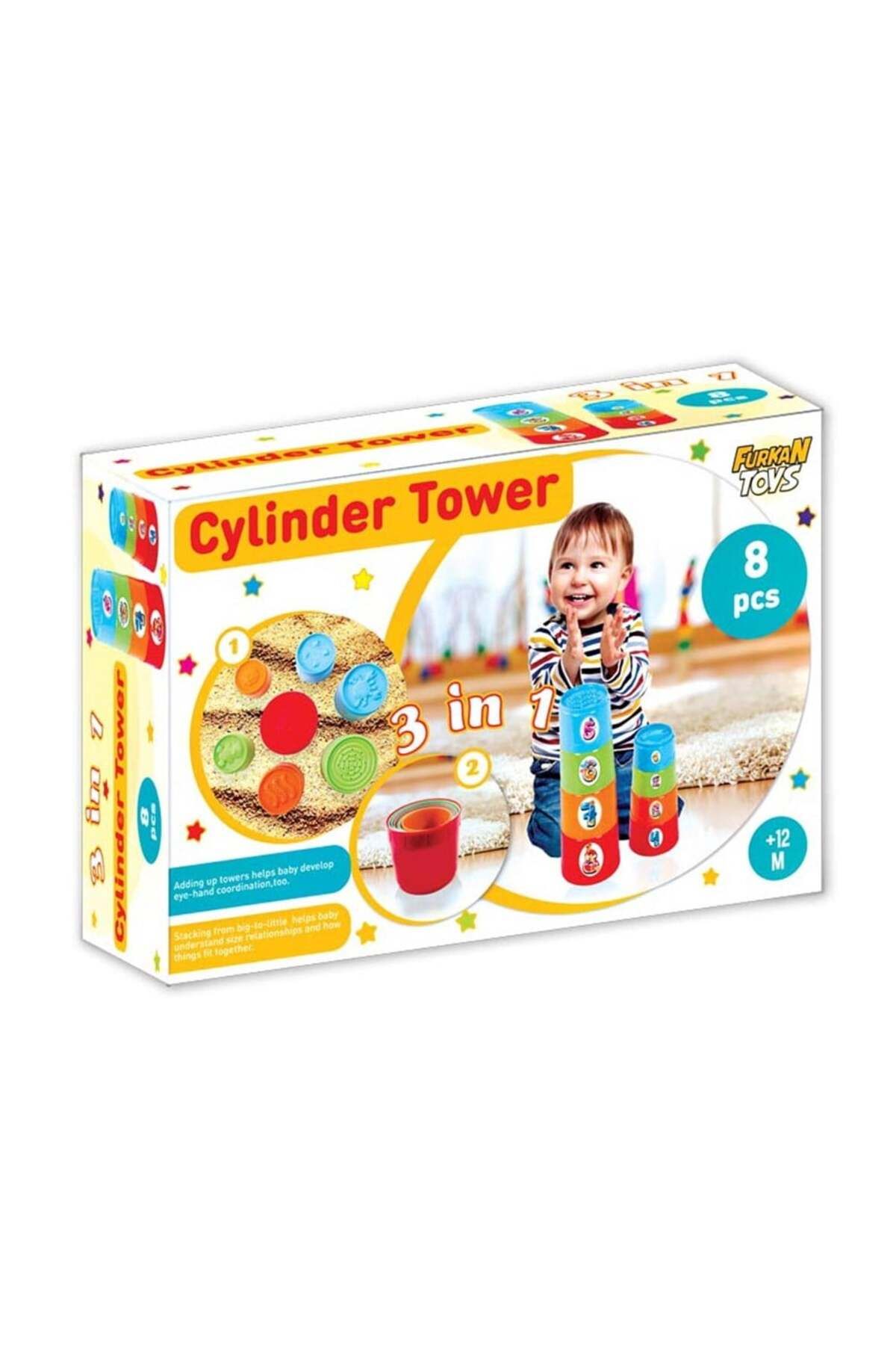 Furkan Toys Eğitici Oyuncak 3 in 1 Silindir Kule FR55788