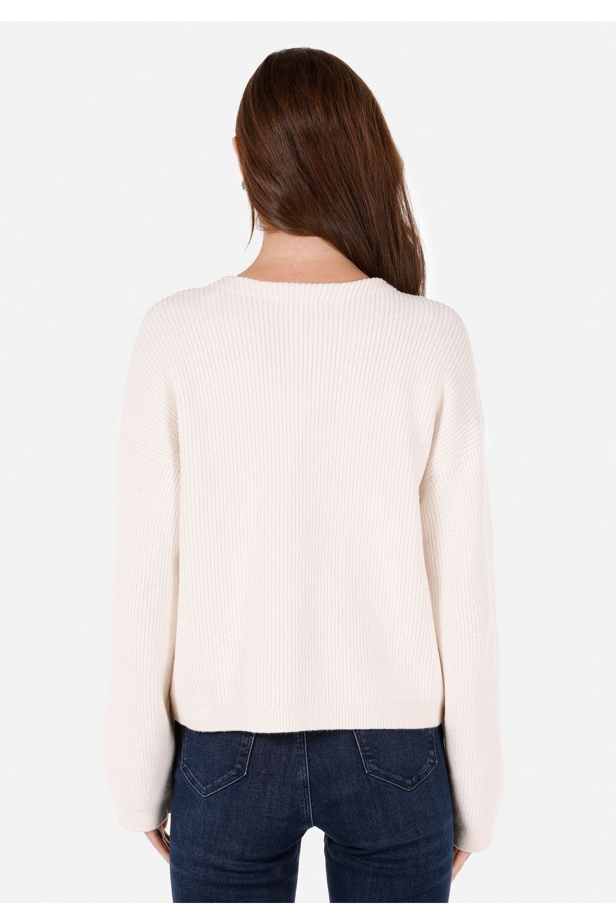 Colin's-Regular Fit V-Neck Plain Women's Ecru Sweater 2