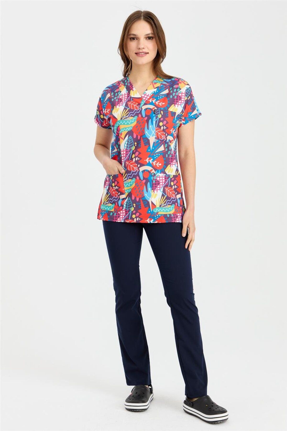 Çatı Medikal-Carnival Basic - Exotic Pattern Nurse and Doctor Veterinary Single Top Jersey (Unisex) 4