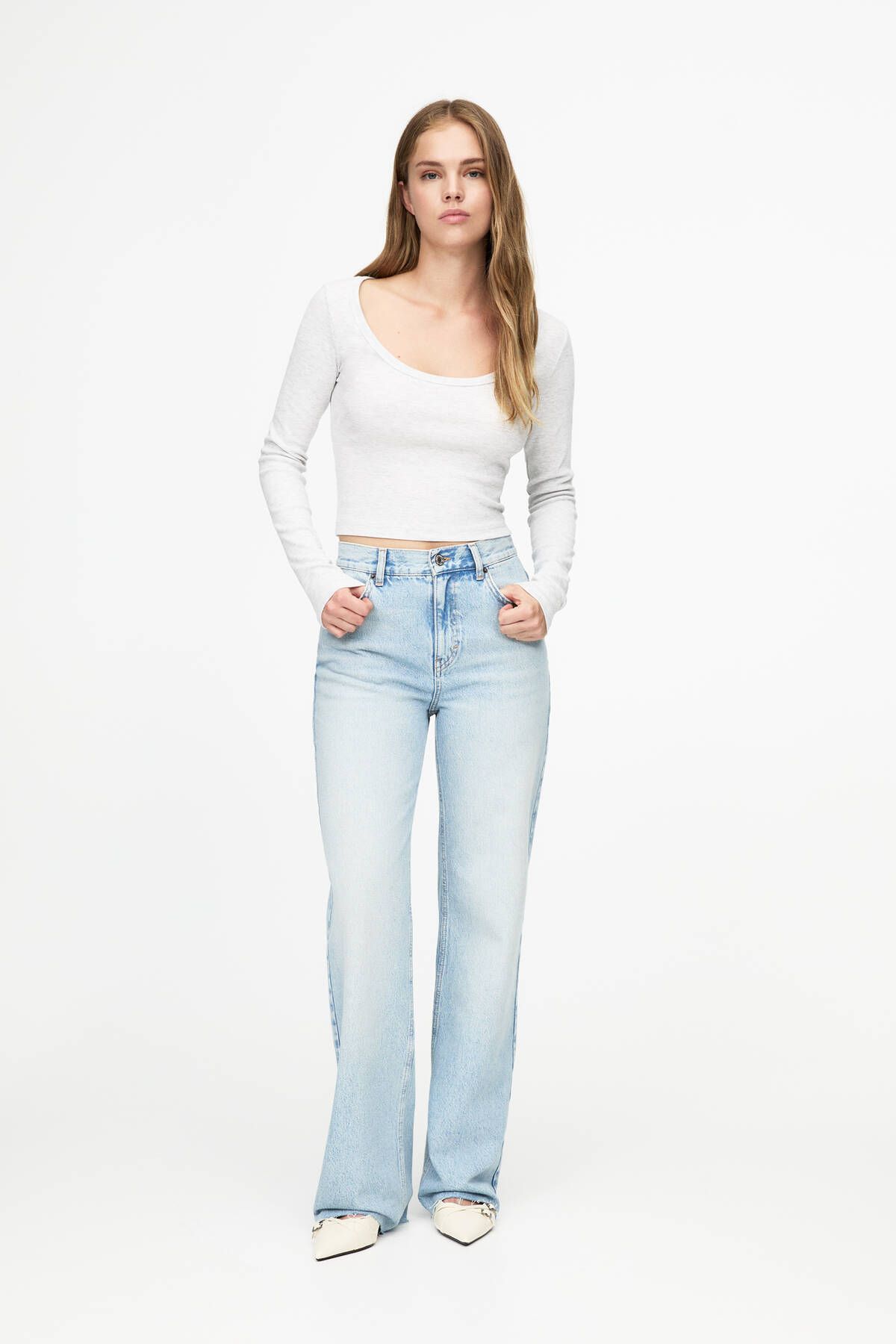 Pull & Bear-High Waist Straight Fit Jeans 1