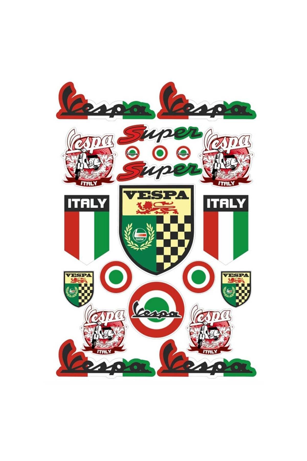 Redline Grafik Vespa Italy Sticker Seti