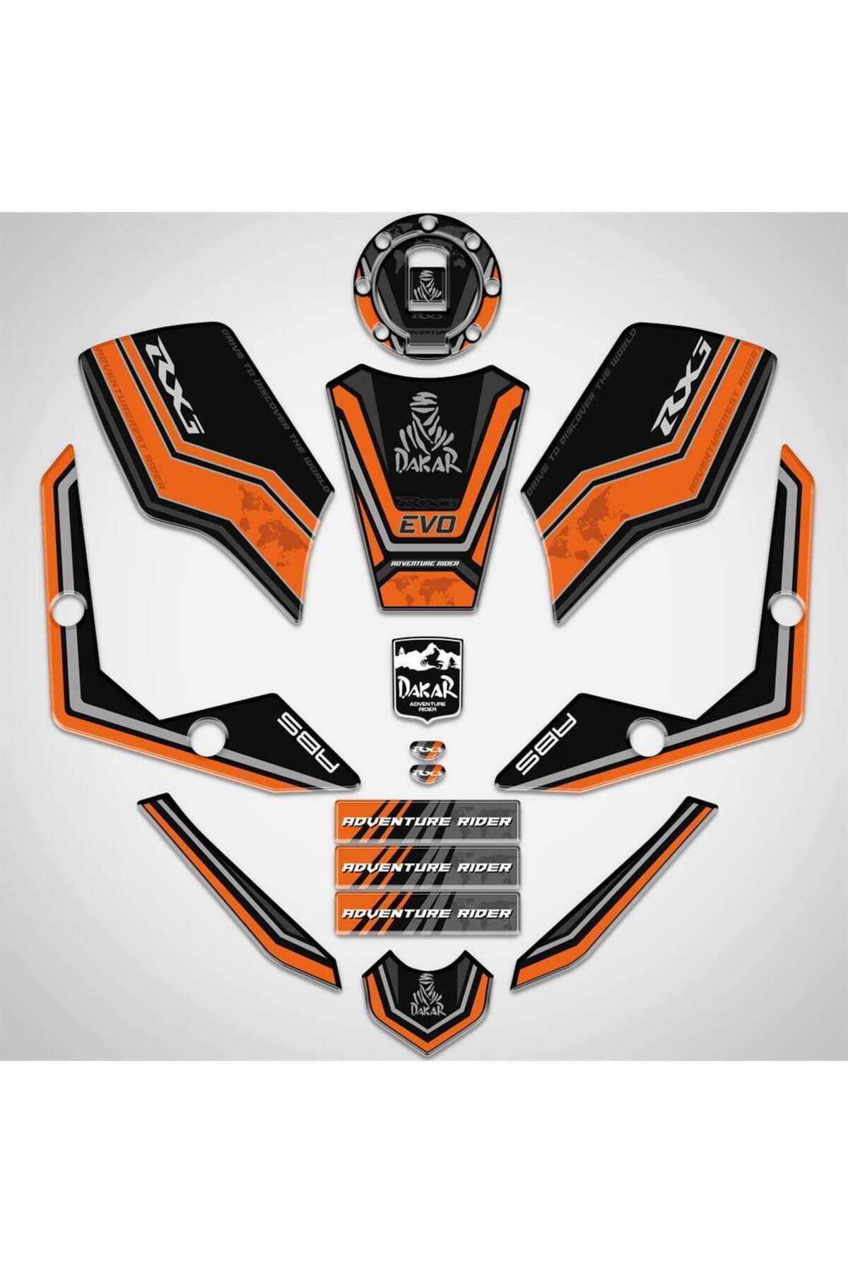 Redline Grafik Rx3i Evo Full Sticker Pad Set Siyah Turuncu Rx3 Evo