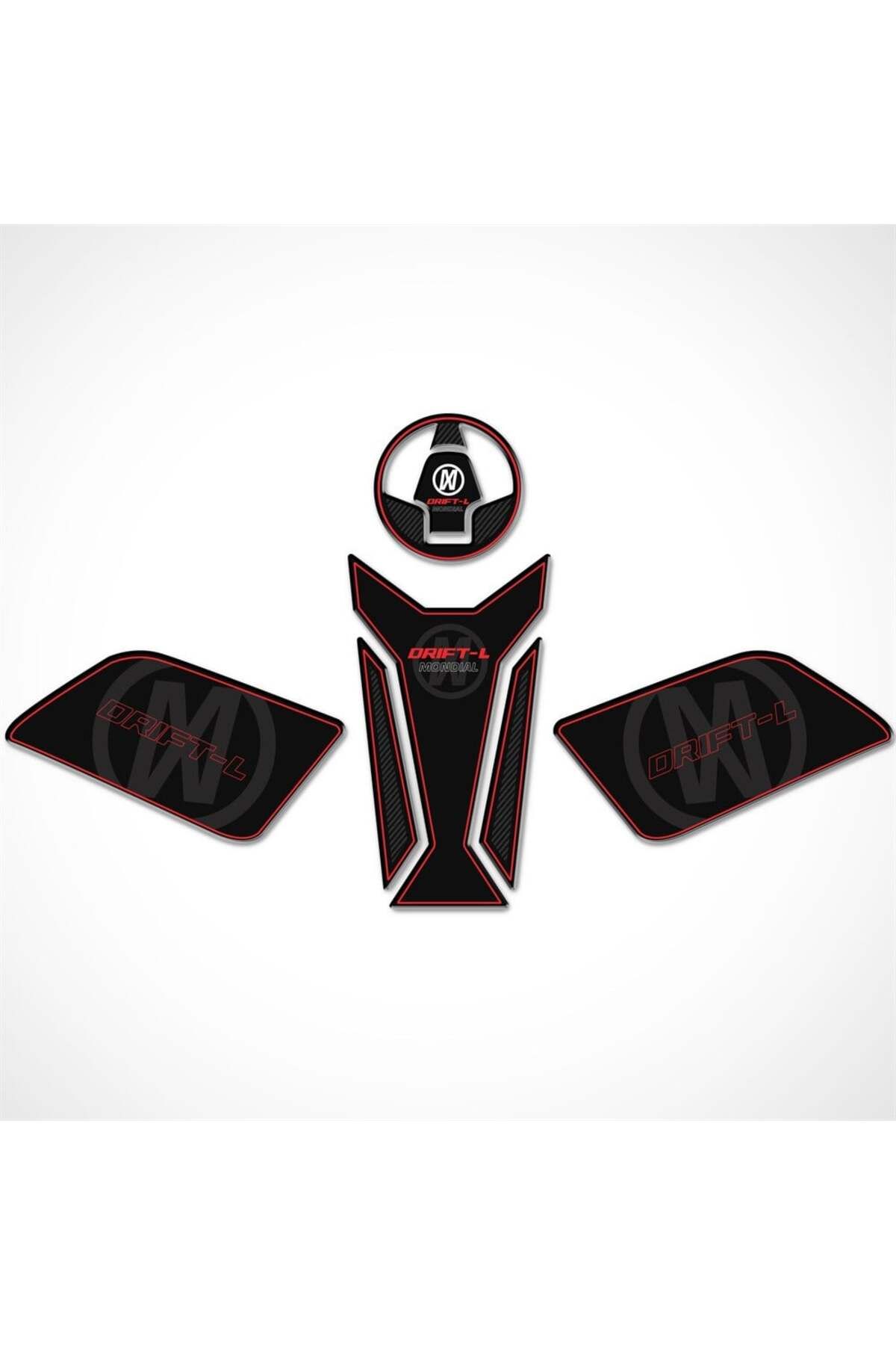 Redline Grafik Mondial Drift L Tank Pad Set Siyah-kırmızı Tasarım