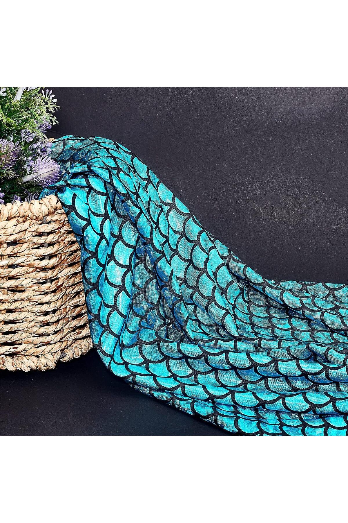 Choice-Mermaid Scales Fabric 39.4x59inch Dark Cyan Hologram 2 Way Stretch Fish Scale Fabric Sparkly Span... 5