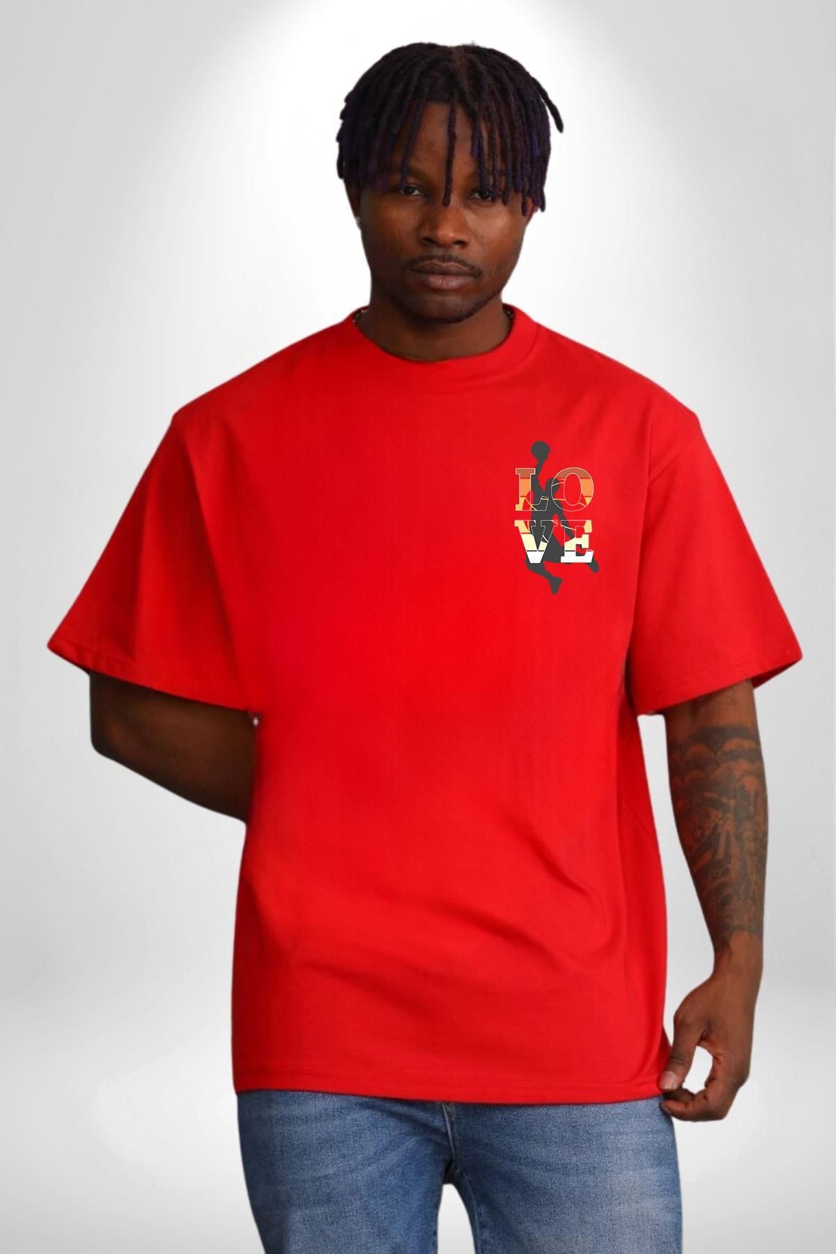 Angemiel-Basketball Dream Shake Rockets Red Oversize T-Shirt for Men and Women - Front and Back Printed 7
