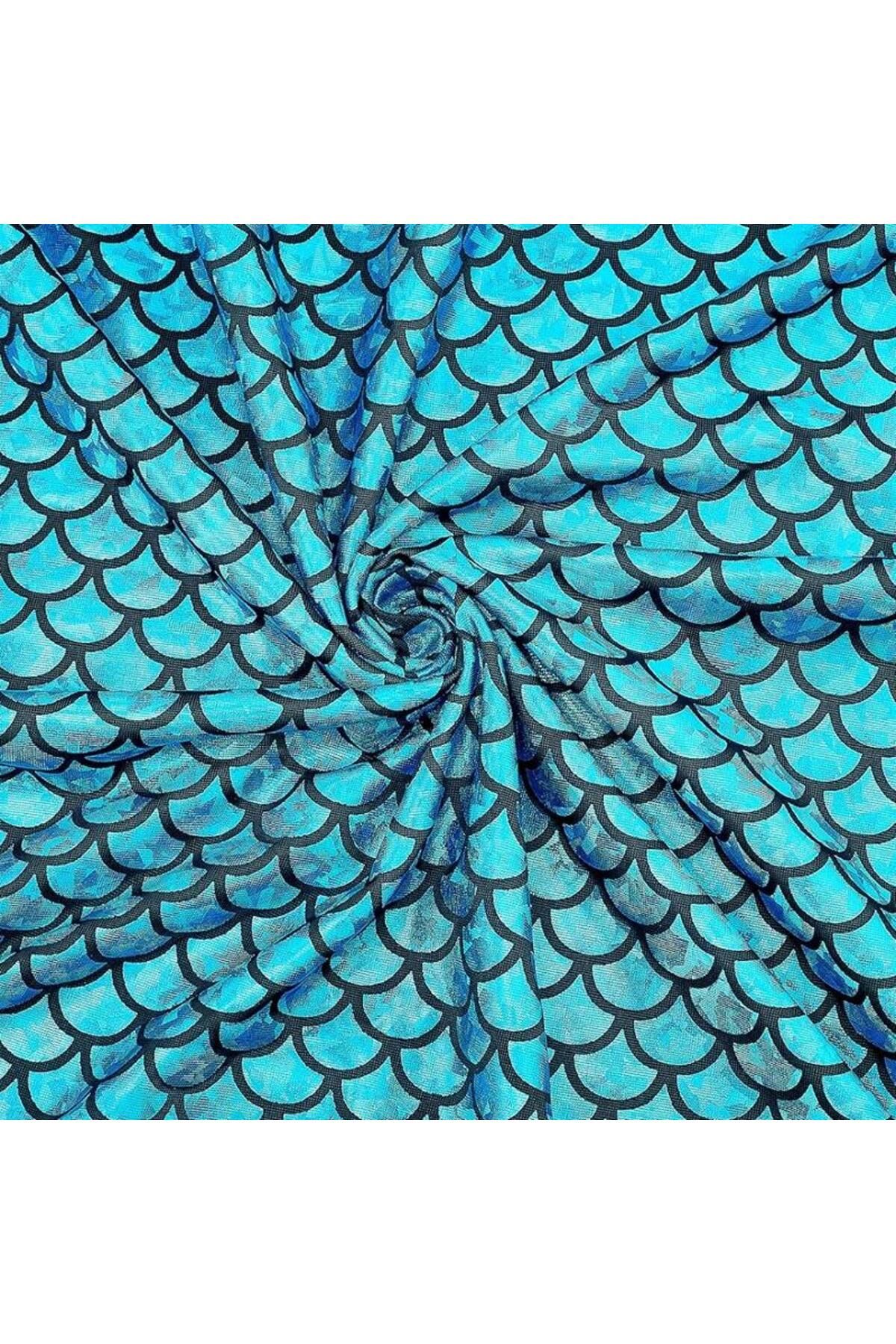 Choice-Mermaid Scales Fabric 39.4x59inch Dark Cyan Hologram 2 Way Stretch Fish Scale Fabric Sparkly Span... 8