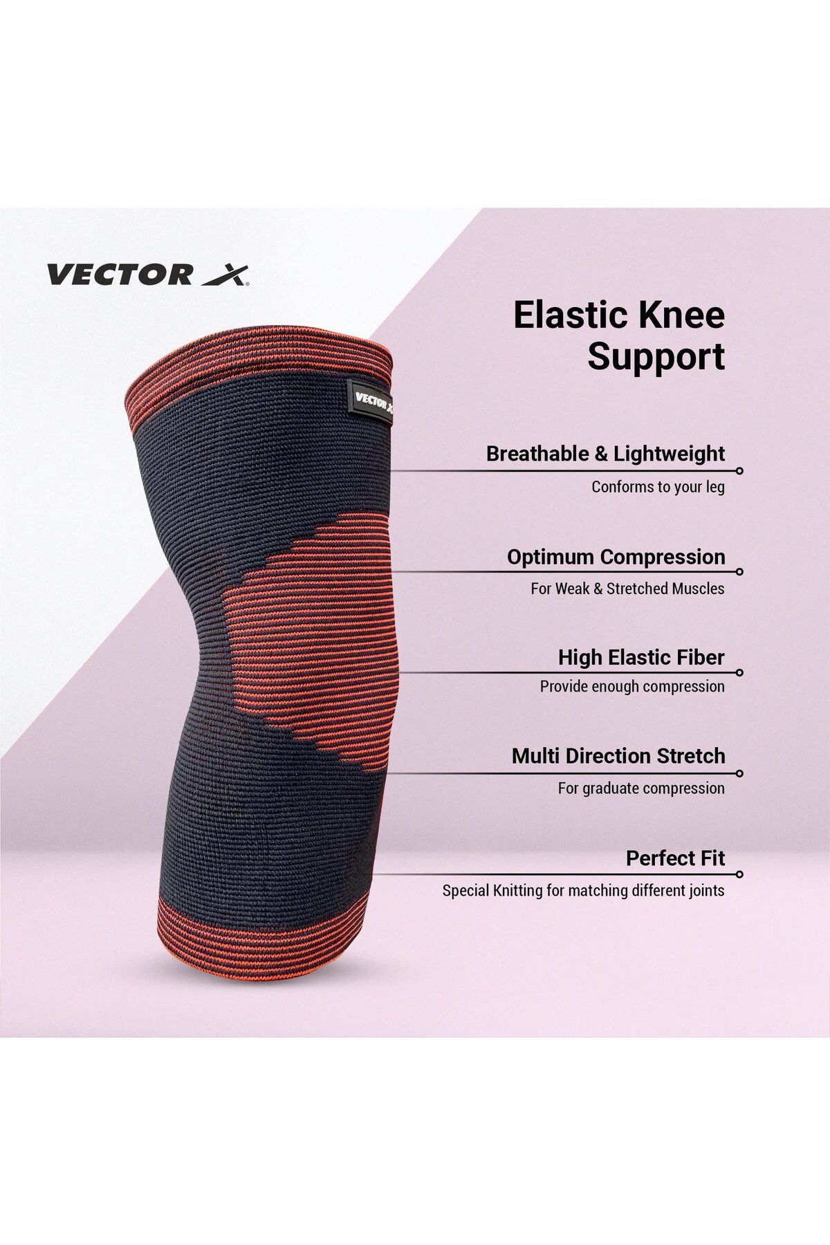 Vector X-Moulded Elastic Slip-in Elbow Support (Black/Red, Small) | Material - Elasticized Fabric 3