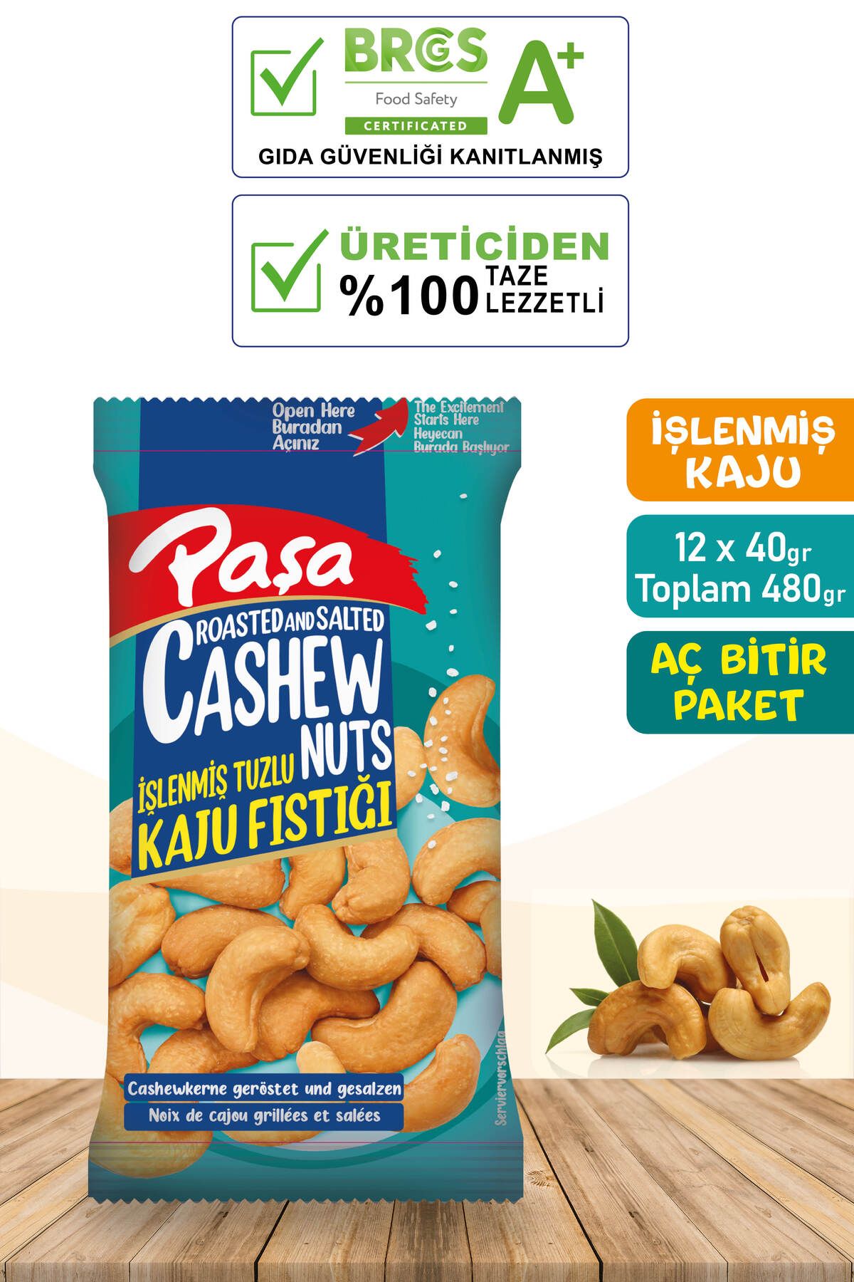 Paşa Kuruyemiş Kaju Fıstığı 40 Gr. X 12 Adet (1. KALİTE)