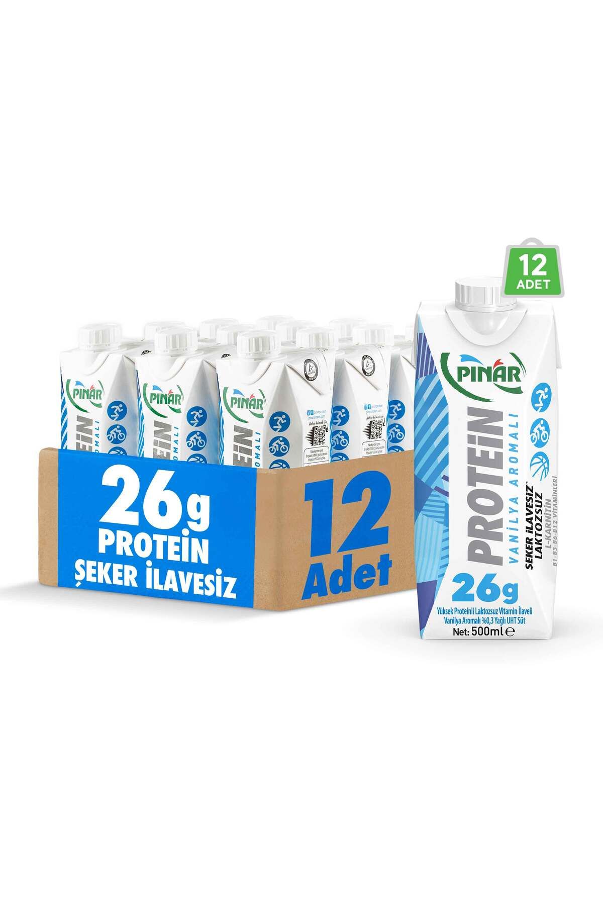 Pınar Vanilya Aromalı Proteinli Süt 500 ml X 12 Adet