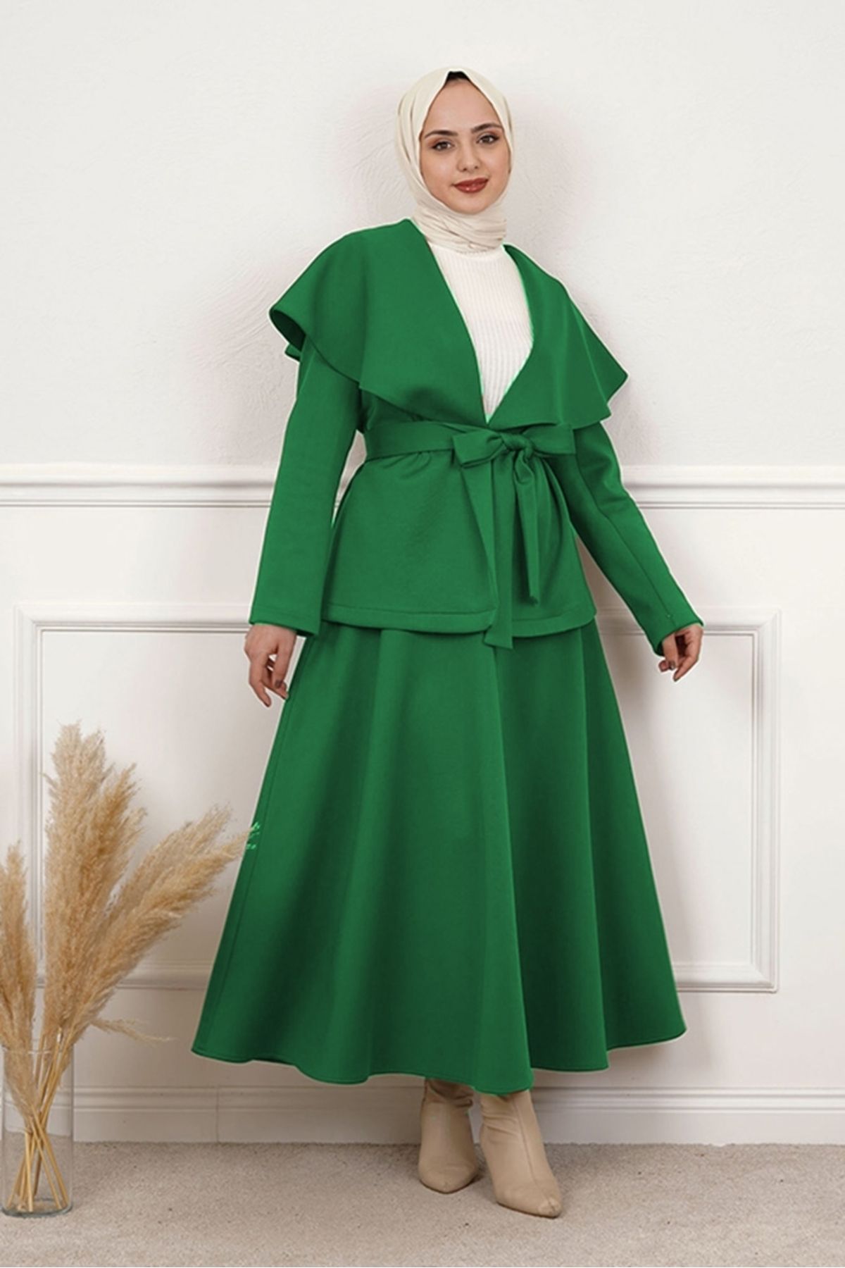 Bestenur-İlter Skirt Suit 767 - Green 1