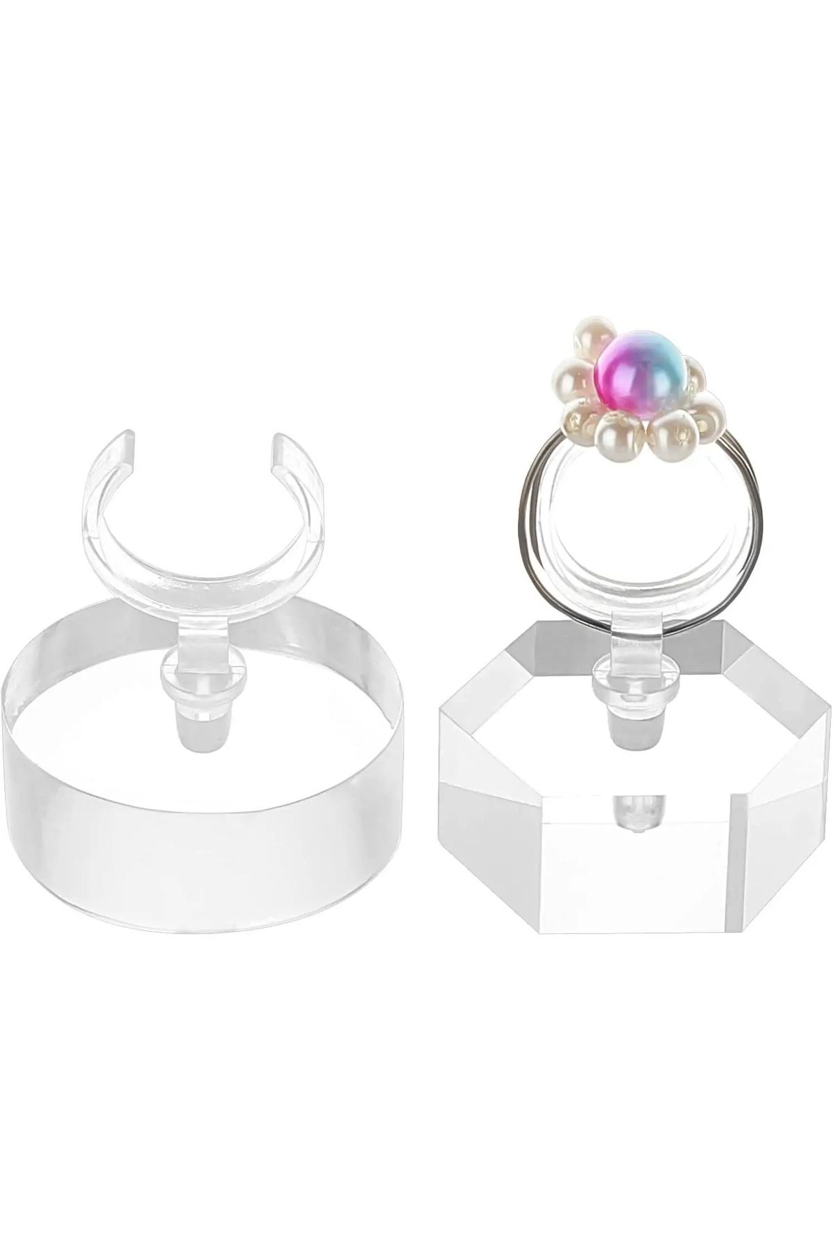 Choice-2Pcs Ring Holder Blocks Acrylic Ring Display Stand Ring Display Holder Clear Round/Hexagon Ring S... 8