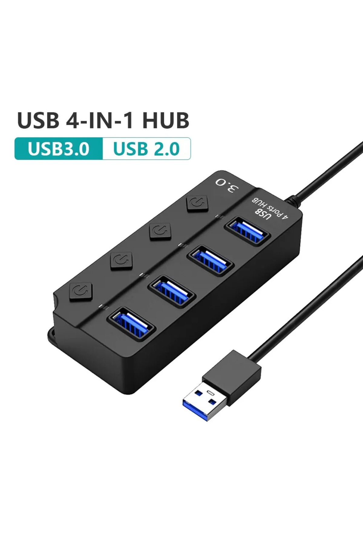 Choice-موزع USB 3.0، موزع USB 2.0، محول USB 4 في 1، متعدد المنافذ، مفتاح طاقة مستقل، موسع 30 سم... 8