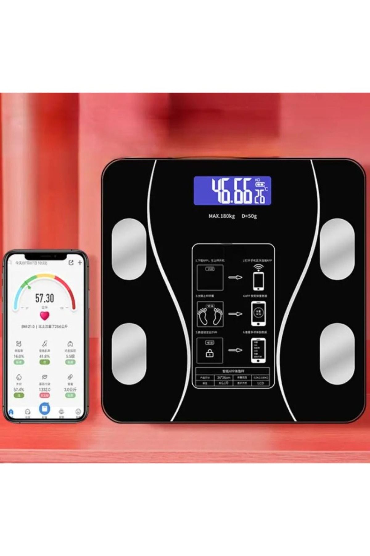 Choice-1pc Scales Smart Digital LED Scale, Fat Measurement Scale, Smartphone App Connection (Battery Mod... 8