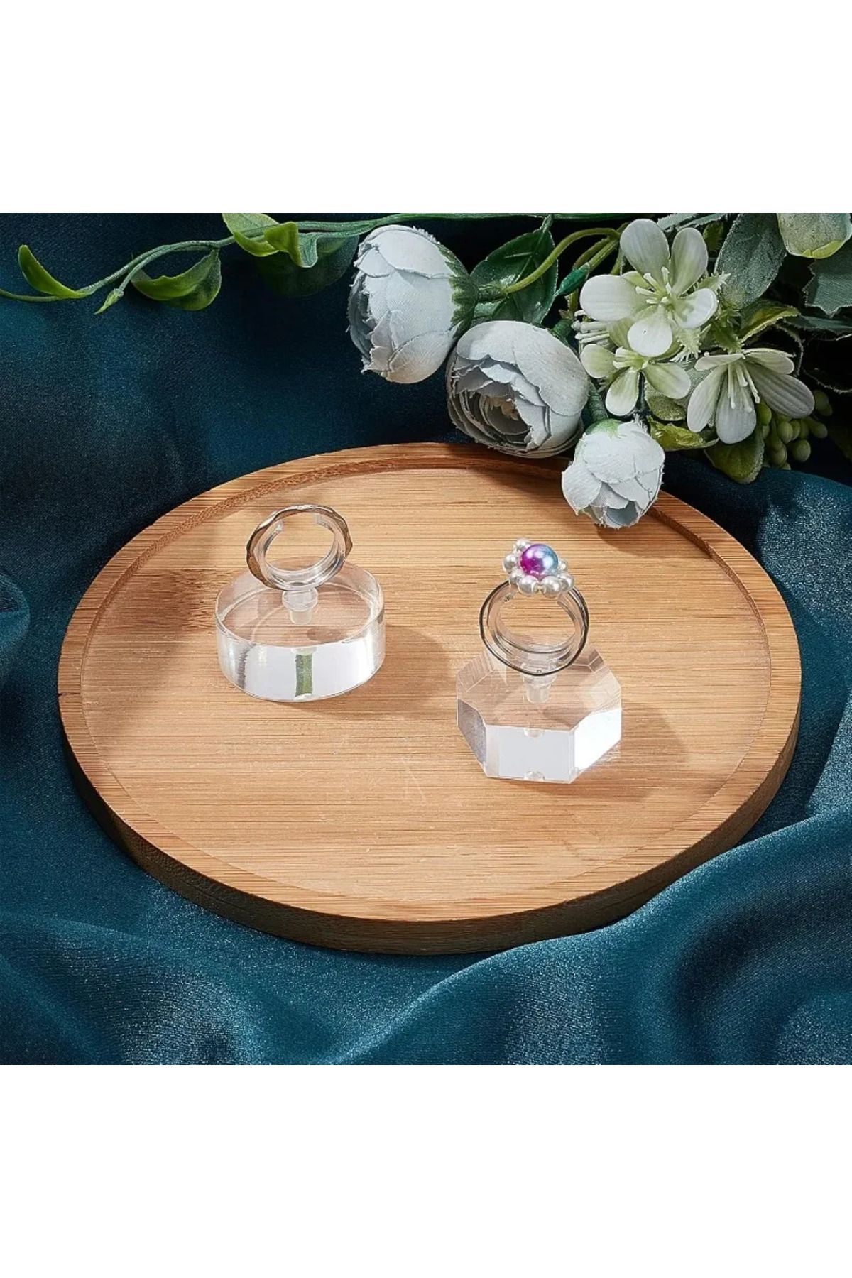 Choice-2Pcs Ring Holder Blocks Acrylic Ring Display Stand Ring Display Holder Clear Round/Hexagon Ring S... 6