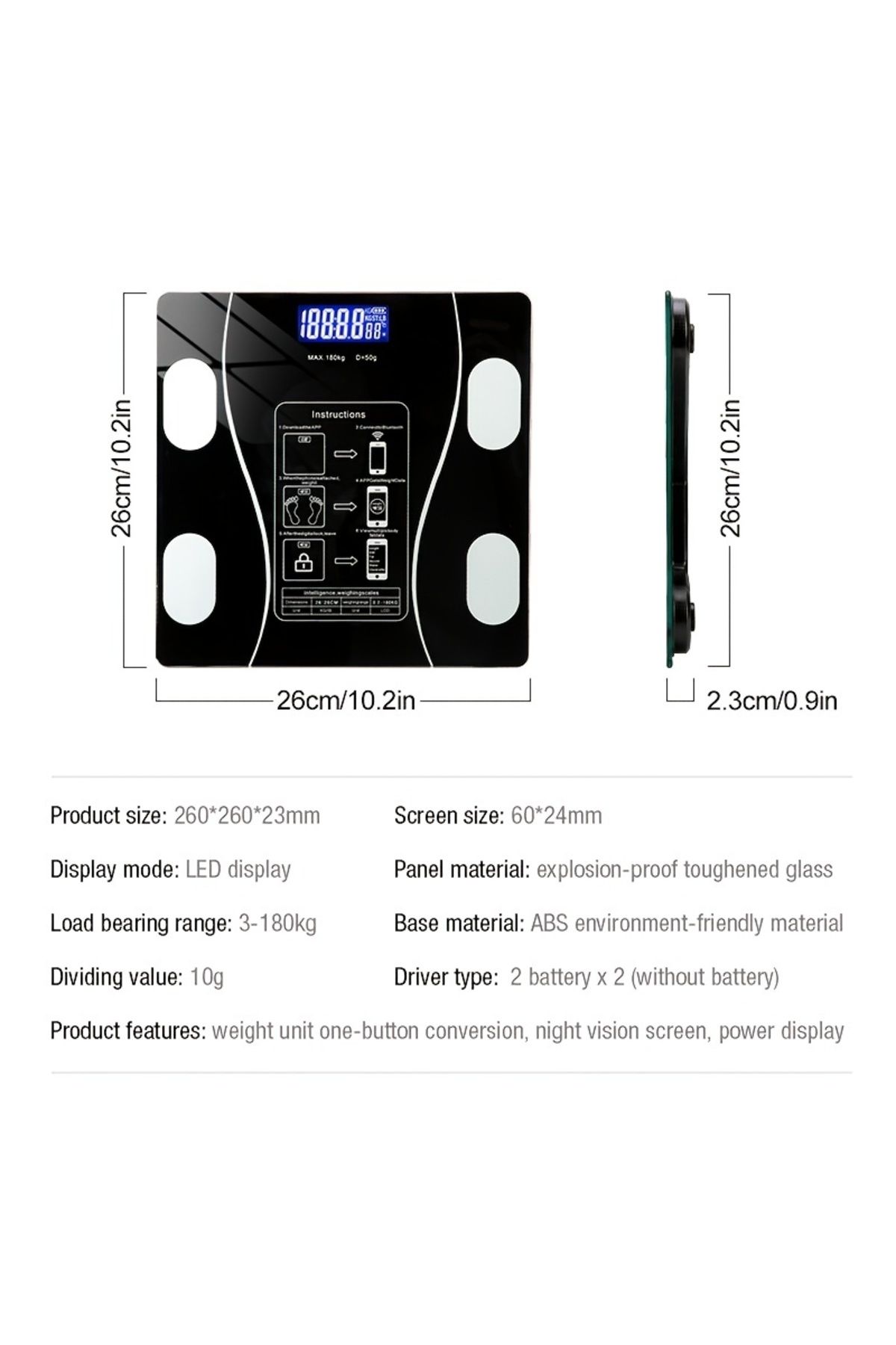 Choice-1pc Scales Smart Digital LED Scale, Fat Measurement Scale, Smartphone App Connection (Battery Mod... 6