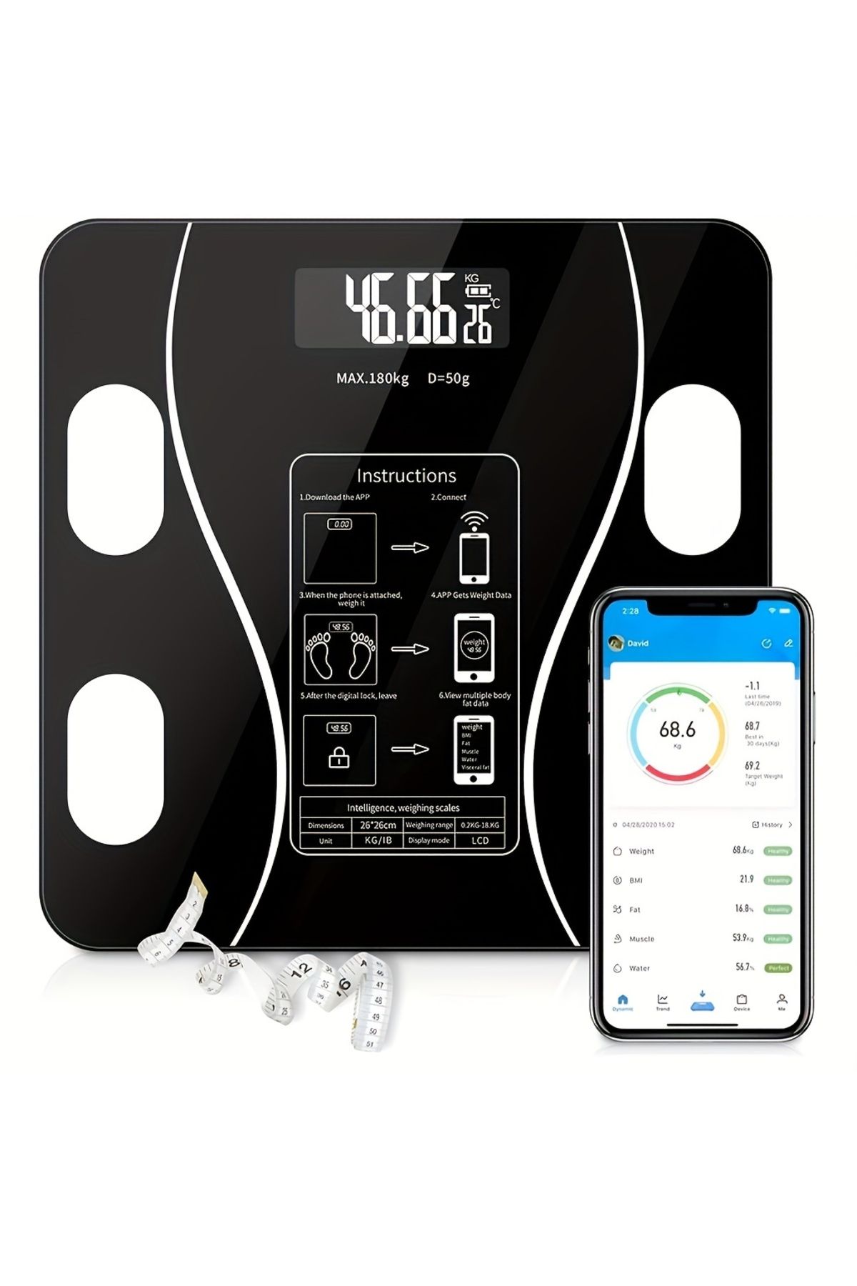 Choice-1pc Scales Smart Digital LED Scale, Fat Measurement Scale, Smartphone App Connection (Battery Mod... 4