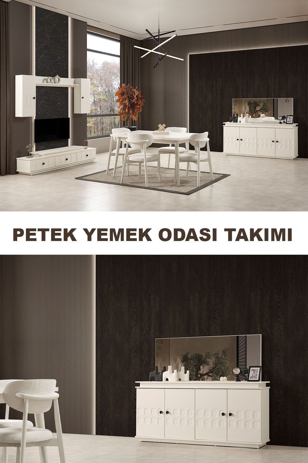 Breda Home Concept Petek Duvar Üniteli Yemek Odası Takımı