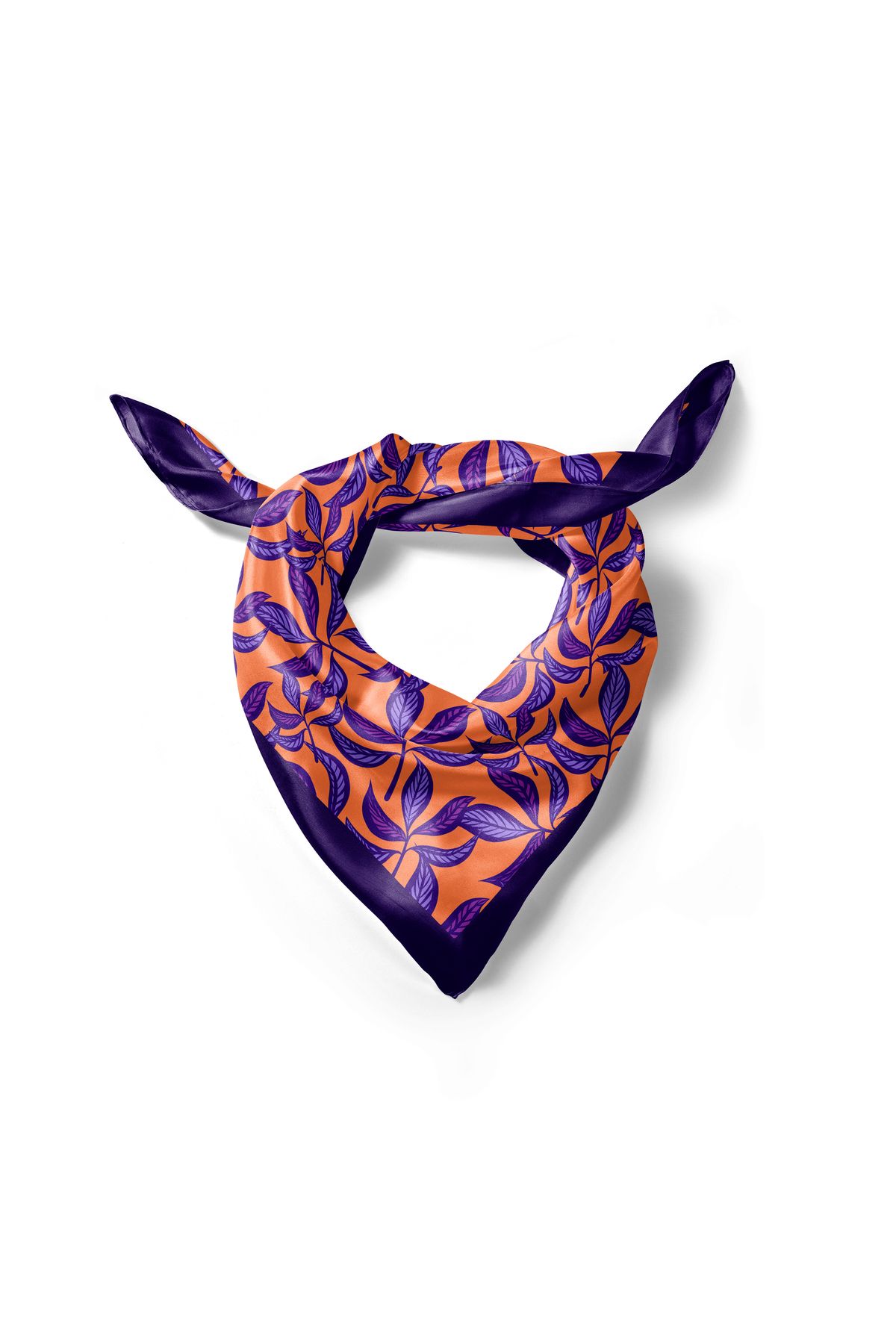 Modabutik-Dg0801_22 Model Leaf Patterned Bandana - 70X70 1