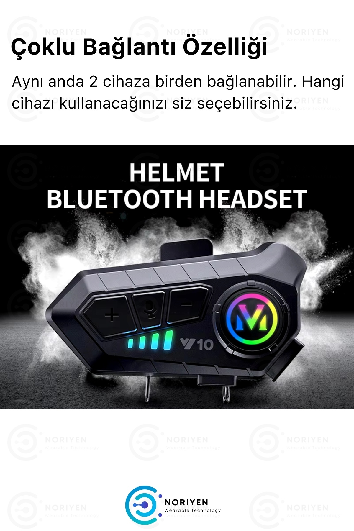 Yeni Nesil Motosiklet Kask Interkom Mikrofonlu Gürültü Engelleyici Işıklı 5.3 Y10 Bluetooth Kulaklık