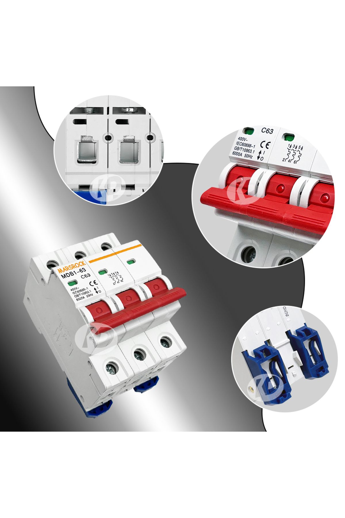 MARS ROCK-63A Overload Protector Wind 3 Phase AC 400V Circuit Breaker Electrical MCB 3 Pole 4