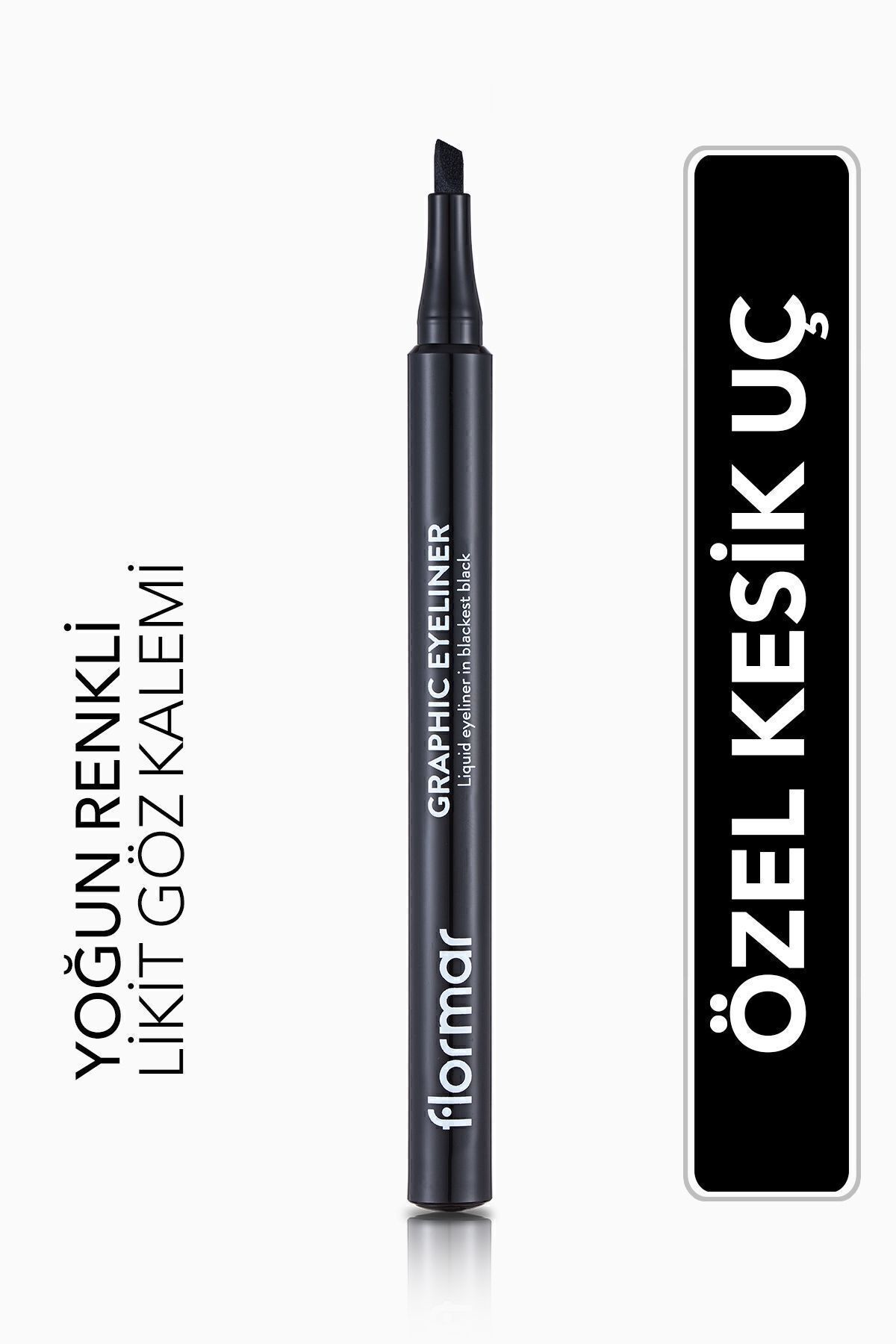 Flormar Çabuk Sabitlenerek Akma Ve Bulaşma Yapmaz Göz Kalemi (siyah) Graphic Eyeliner 001-B.Q.WHİTE