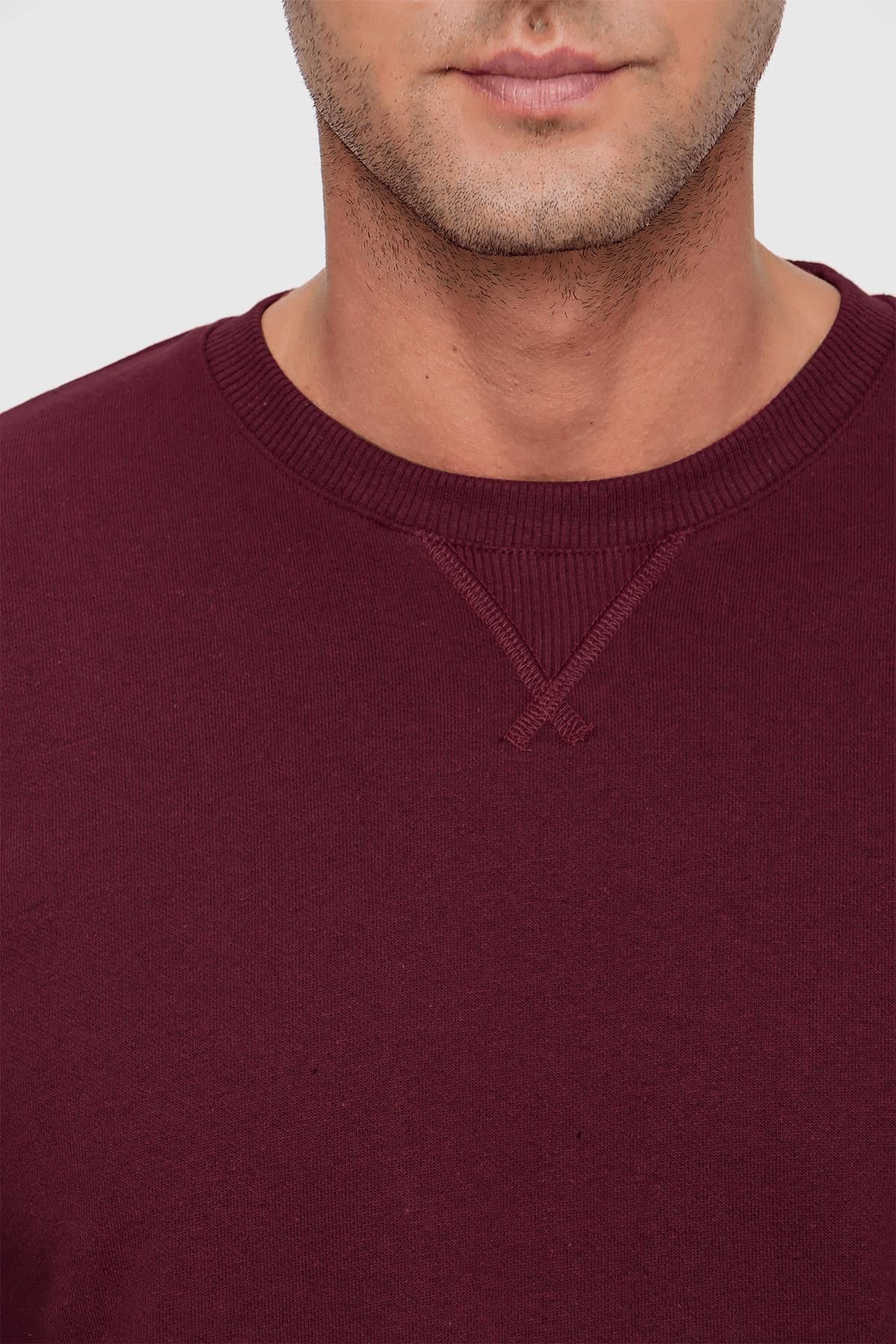 TENA-Pánska mikina Claret Red Crew Neck Basic – Three Strings (22-7781) 4