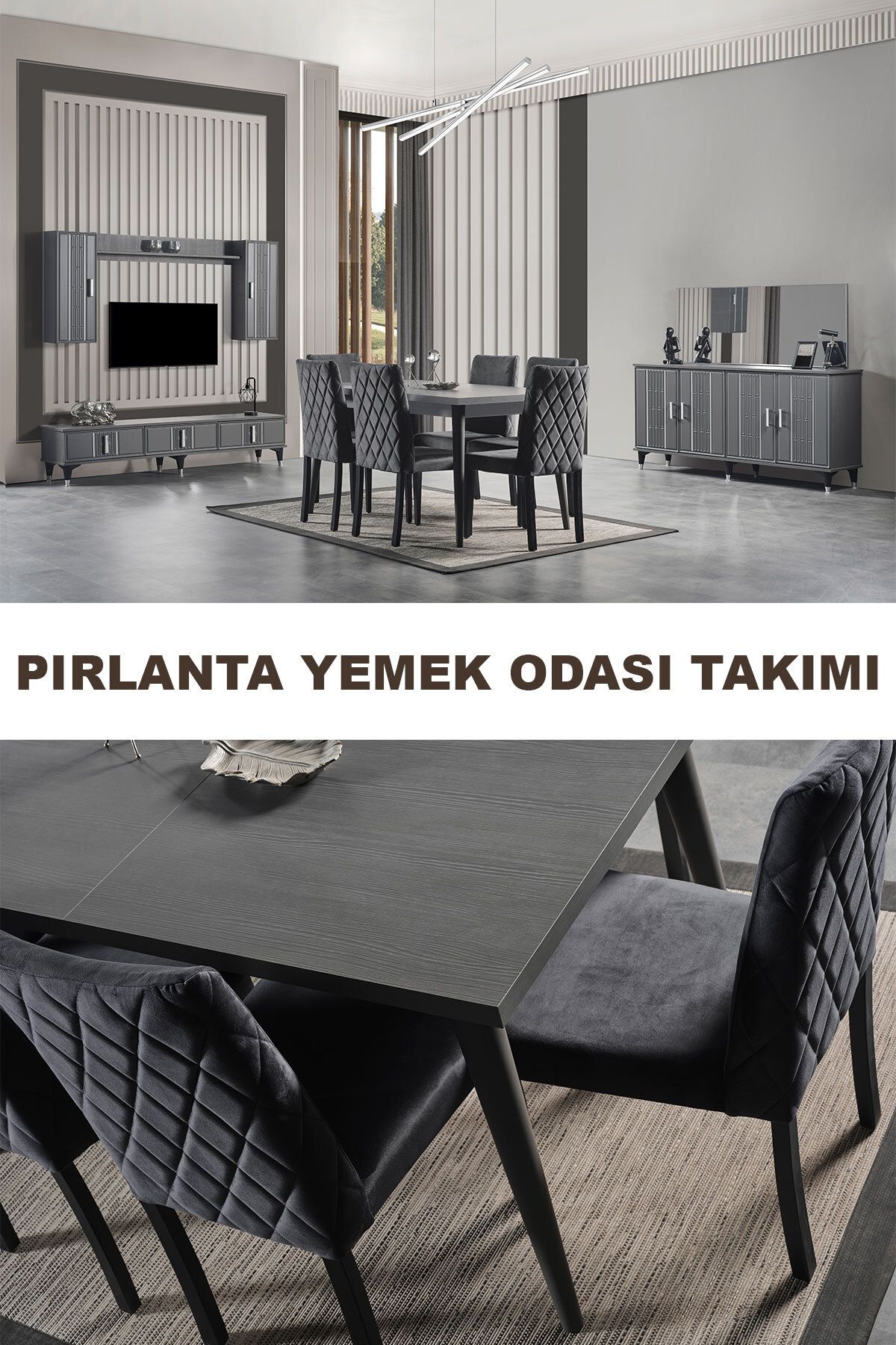 Breda Home Concept Pırlanta Duvar Üniteli Yemek Odası Takımı