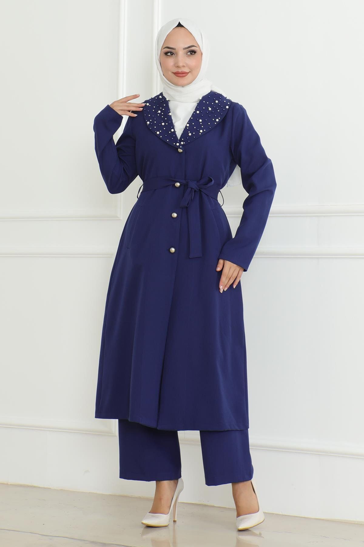 Modamihram-Indigo Suit - Pearl Detailed 19216 Model 3