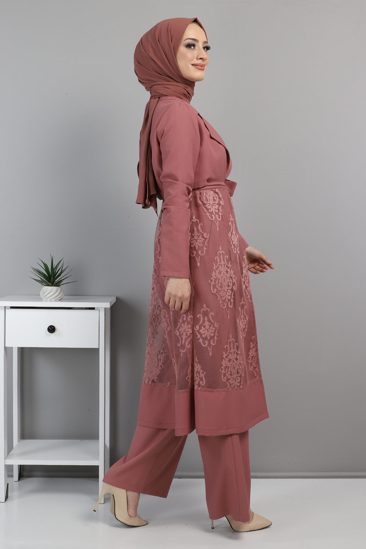 Modamihram-Spitzenanzug Dusty Rose 8543 4