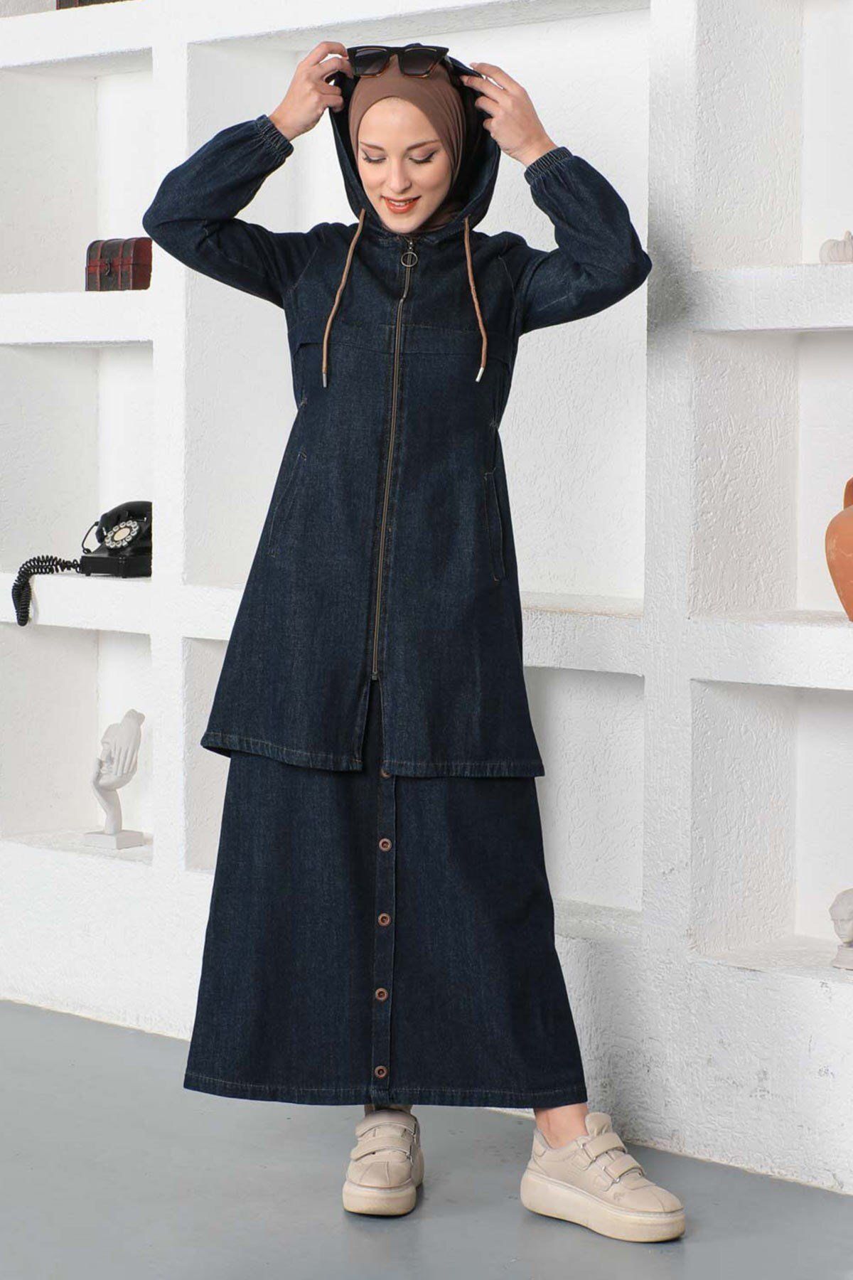 Modamihram-Jeansanzug mit Rock, Dark Denim 19500 3
