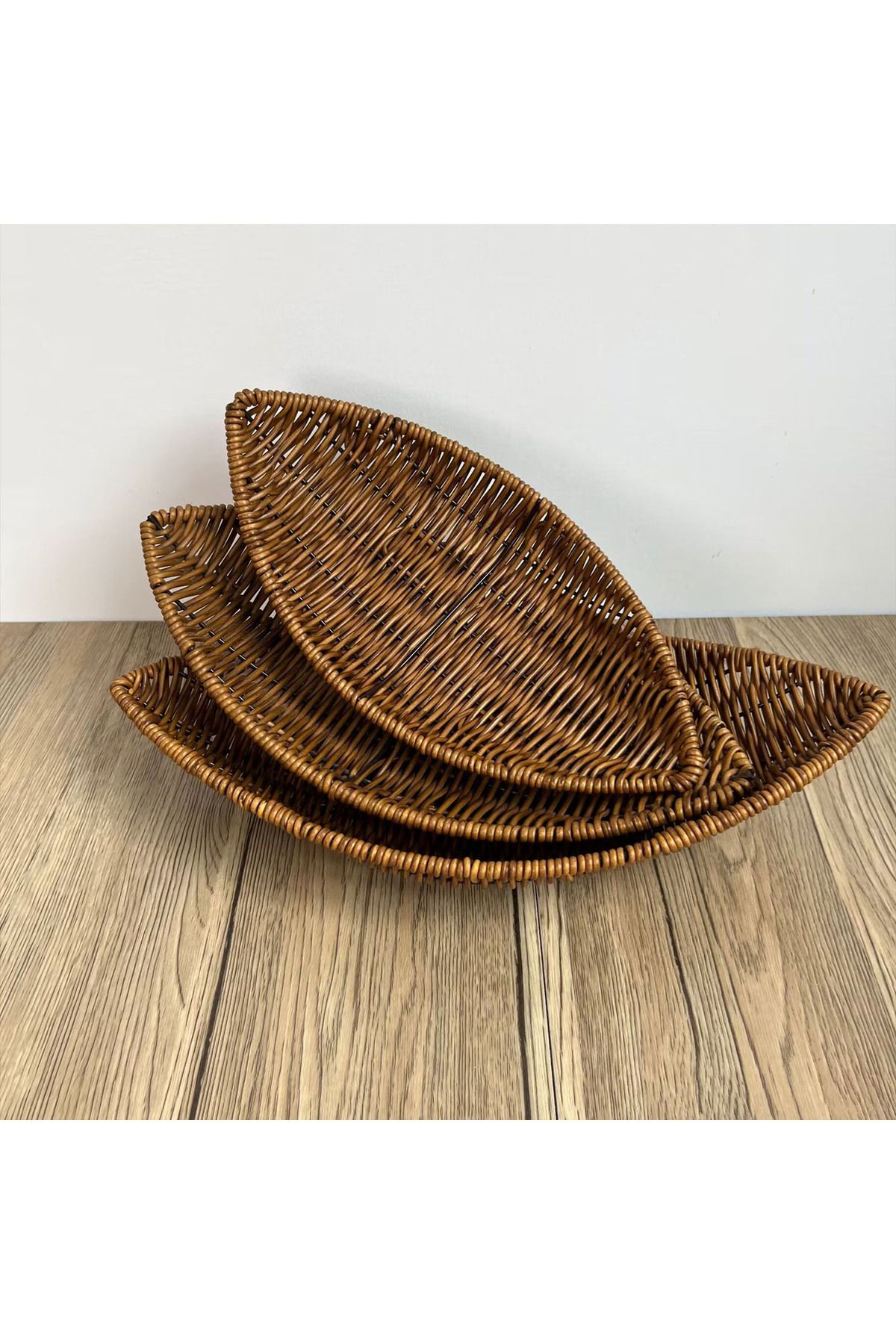 Choice-Leaf Shape Bread Display Fruit Dish Baskets Leaf Rattan Weaving Basket Serving Storage Bowls for ... 3