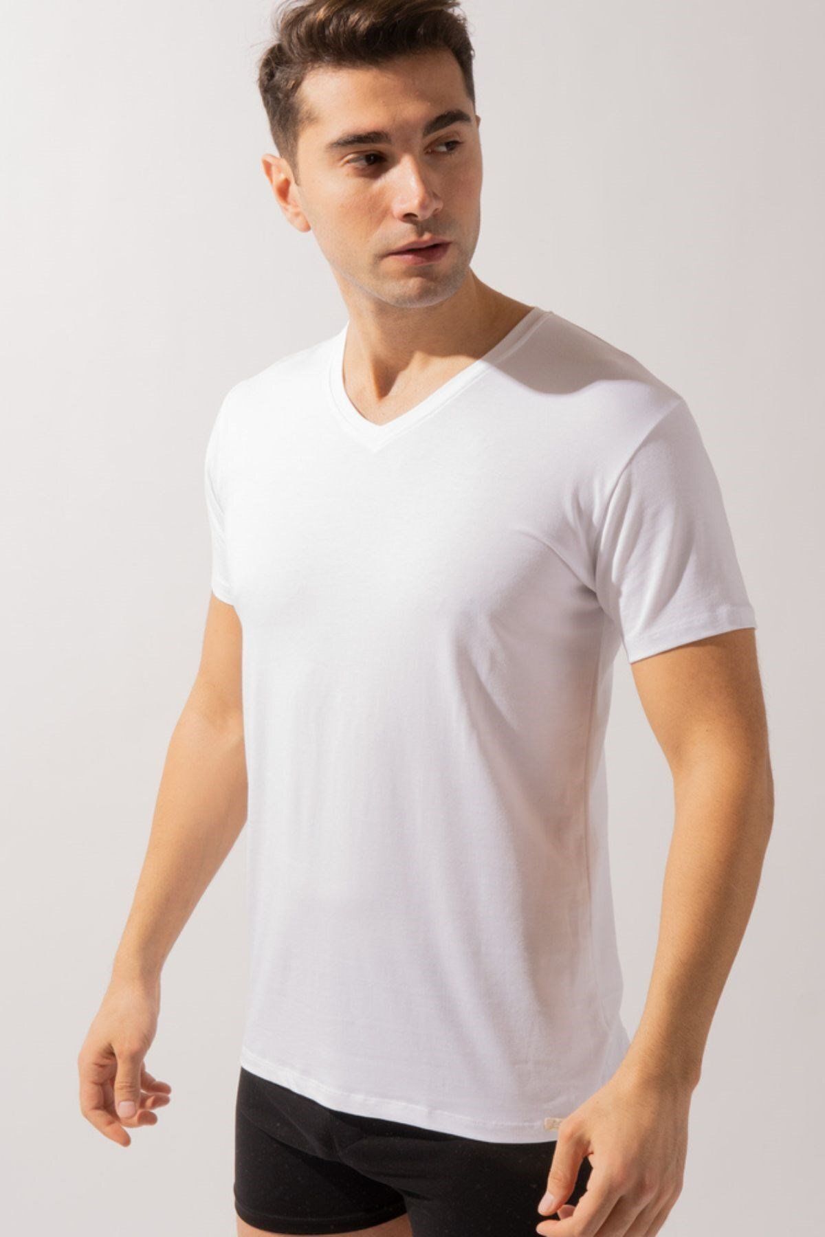 Katia&Bony-V-Neck Basic Modal Men's Undershirt White 1