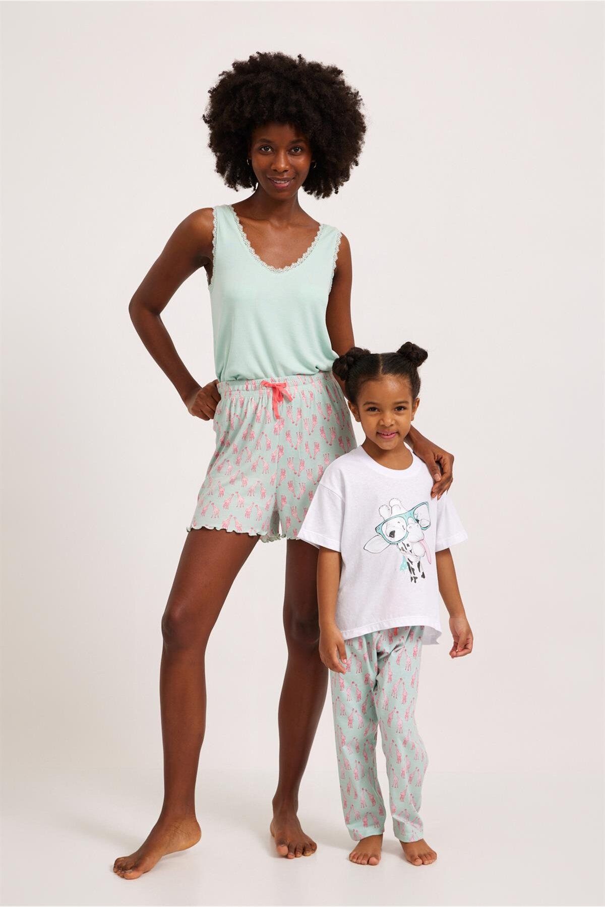 Katia&Bony-Fun Giraffe Girl's Pajama Bottom Green 3