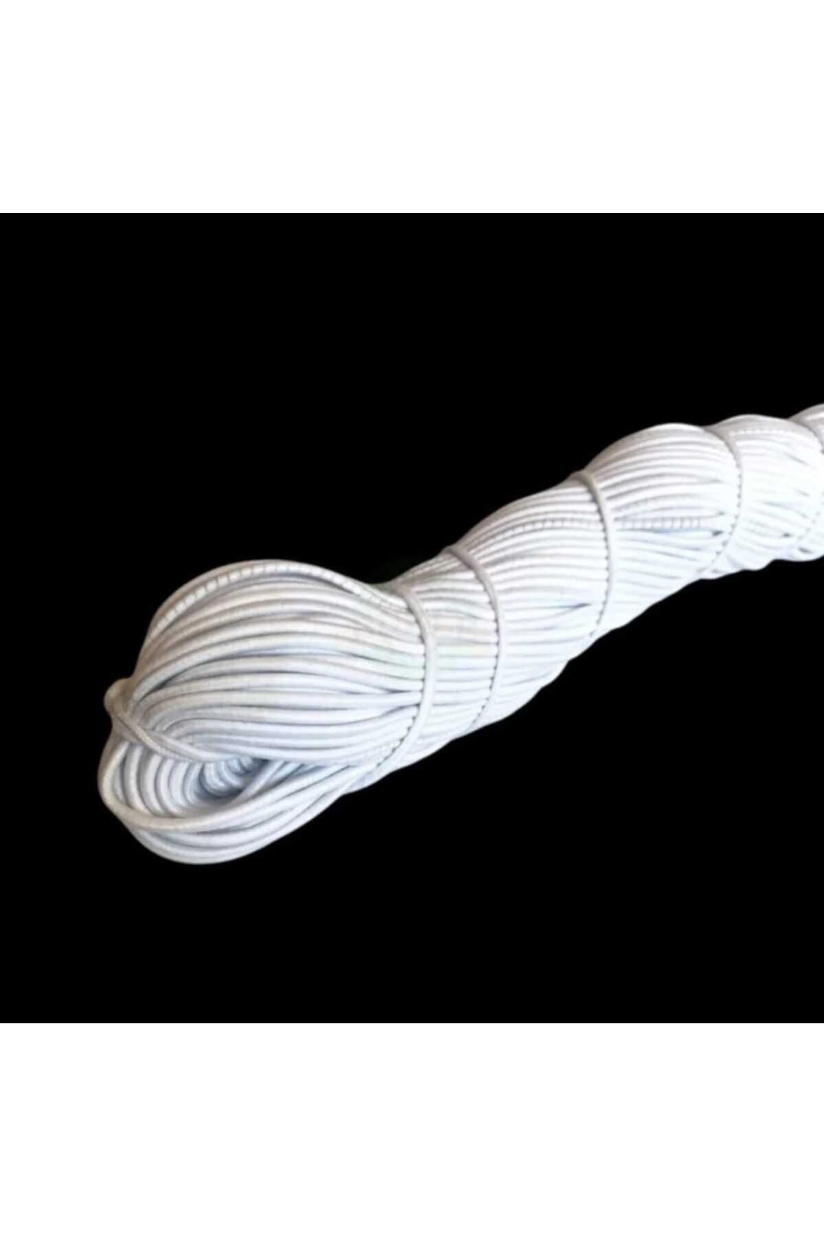 Beyaz Ince Fitil Lastik Bel Paça Don Lastiği Şapka Lastiği ( 100 Mt )