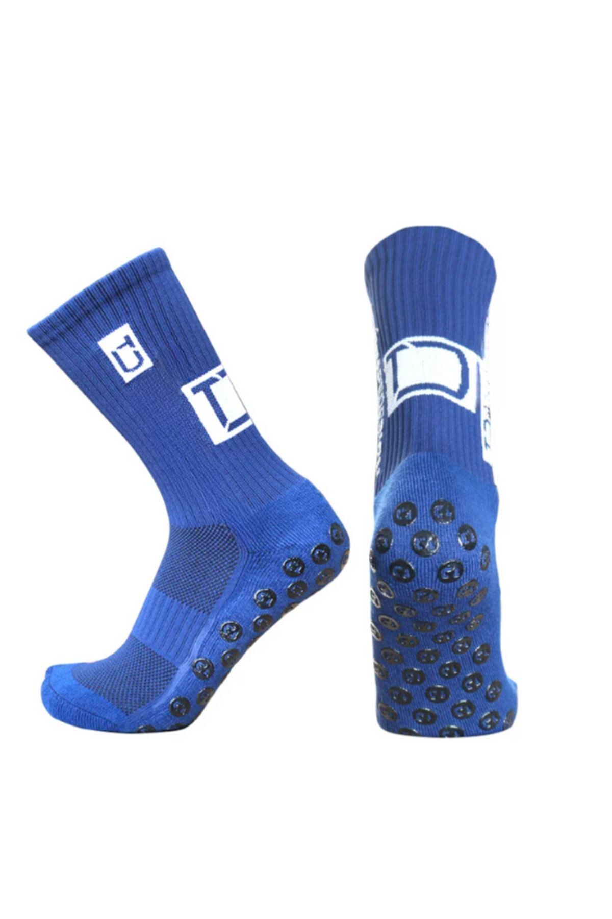 woodhub Unisex Mavi Anti Slip Socks Kaymaz Silikon Havlu Taban Dikişsiz Maç Pro Sporcu Çorabı