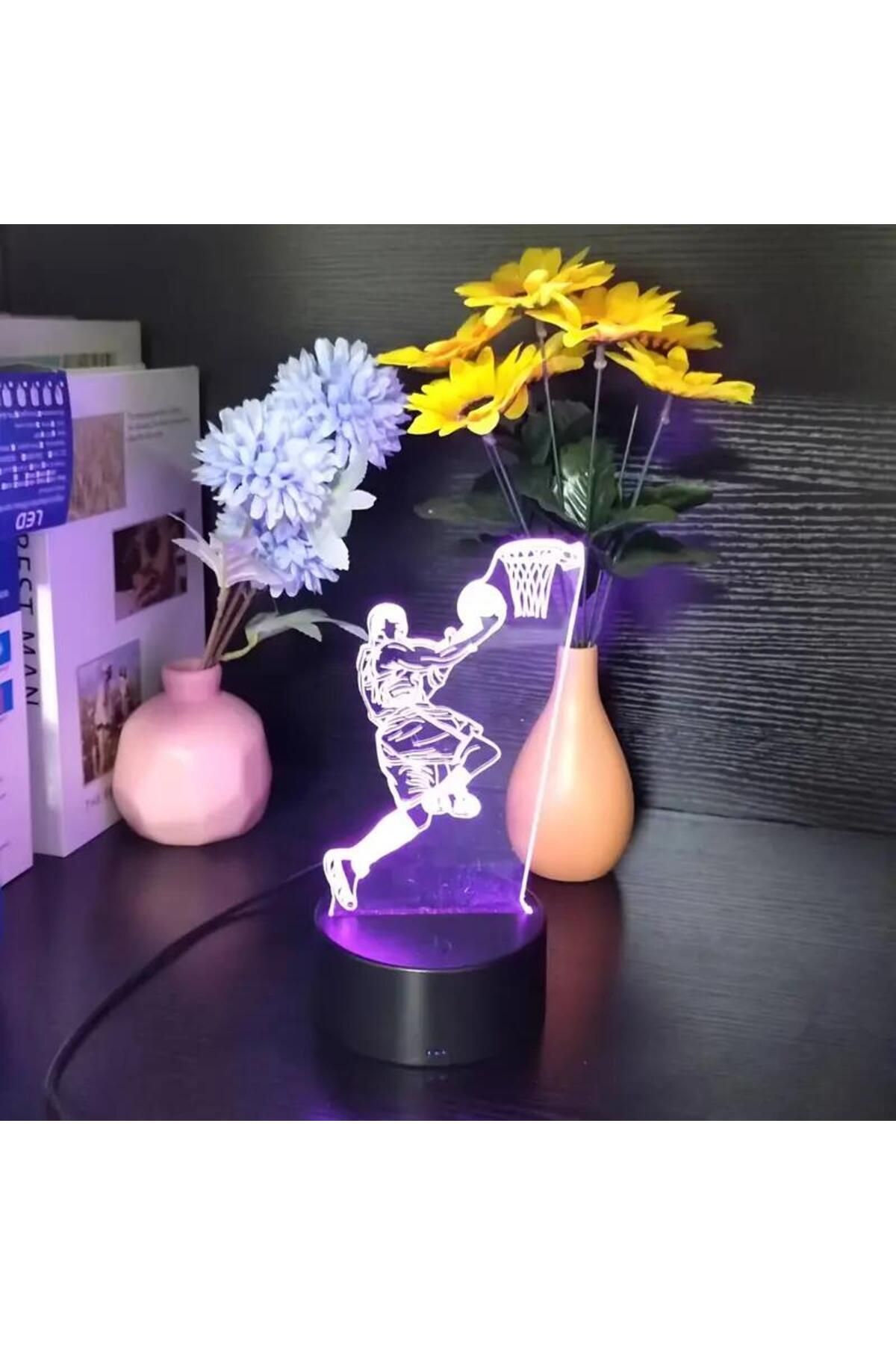 WLFYS-1pc  Basketballl  3D Night Light, 3D Optical Illusion Lamp With Touch, 7-Color Changing Ambient L... 6