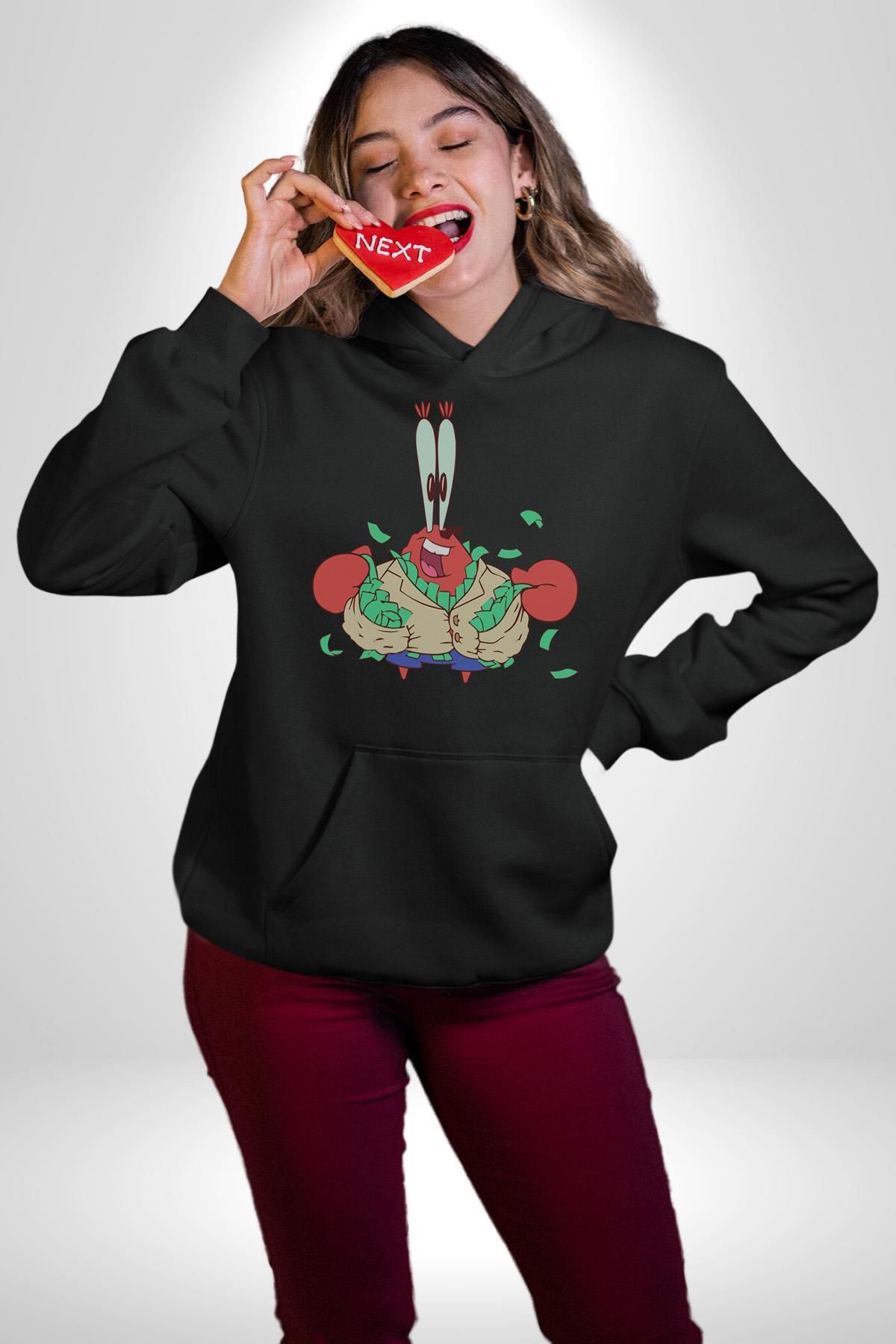 Angemiel-Spongebob Mr Krabs Rich Men's Black Hooded Hoodie 6