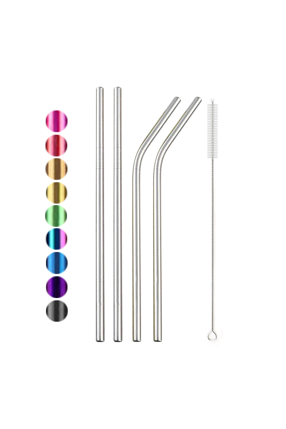 Choice-18/10 Stainless Steel Straw Set Reusable Drinking Straw High Quality Metal Colorful Straw With Cl... 8