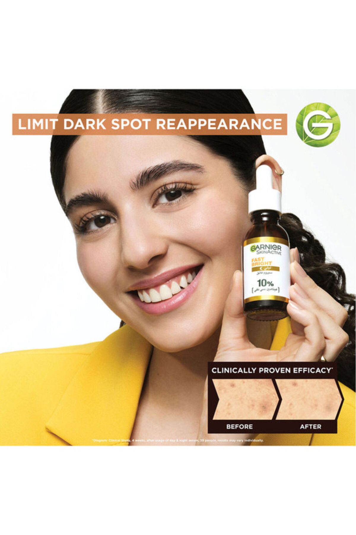 Garnier-SkinActive Fast Bright Overnight Face Serum 10% Vitamin C, for dullness & Dark spots, 30ml 4