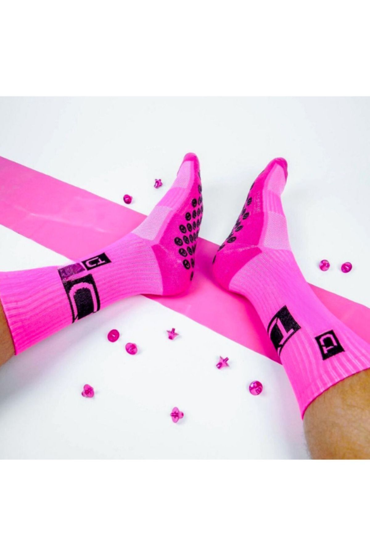 woodhub Unisex Pembe Anti Slip Socks Kaymaz Silikon Havlu Taban Dikişsiz Maç Pro Sporcu Çorabı