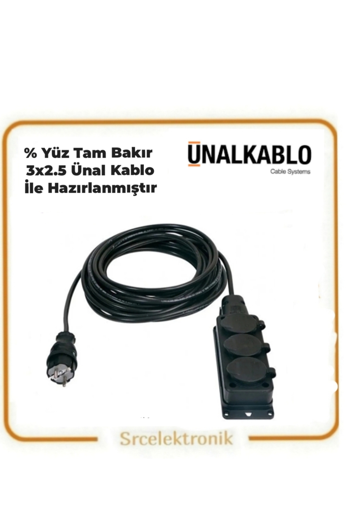 RUBBER 3 pcs 20 METERS 3X2.5 COPPER ÜNAL CABLE Extension Mobile ( 3X2.5 ÜNAL Cable Full Copper) Ttr Cable