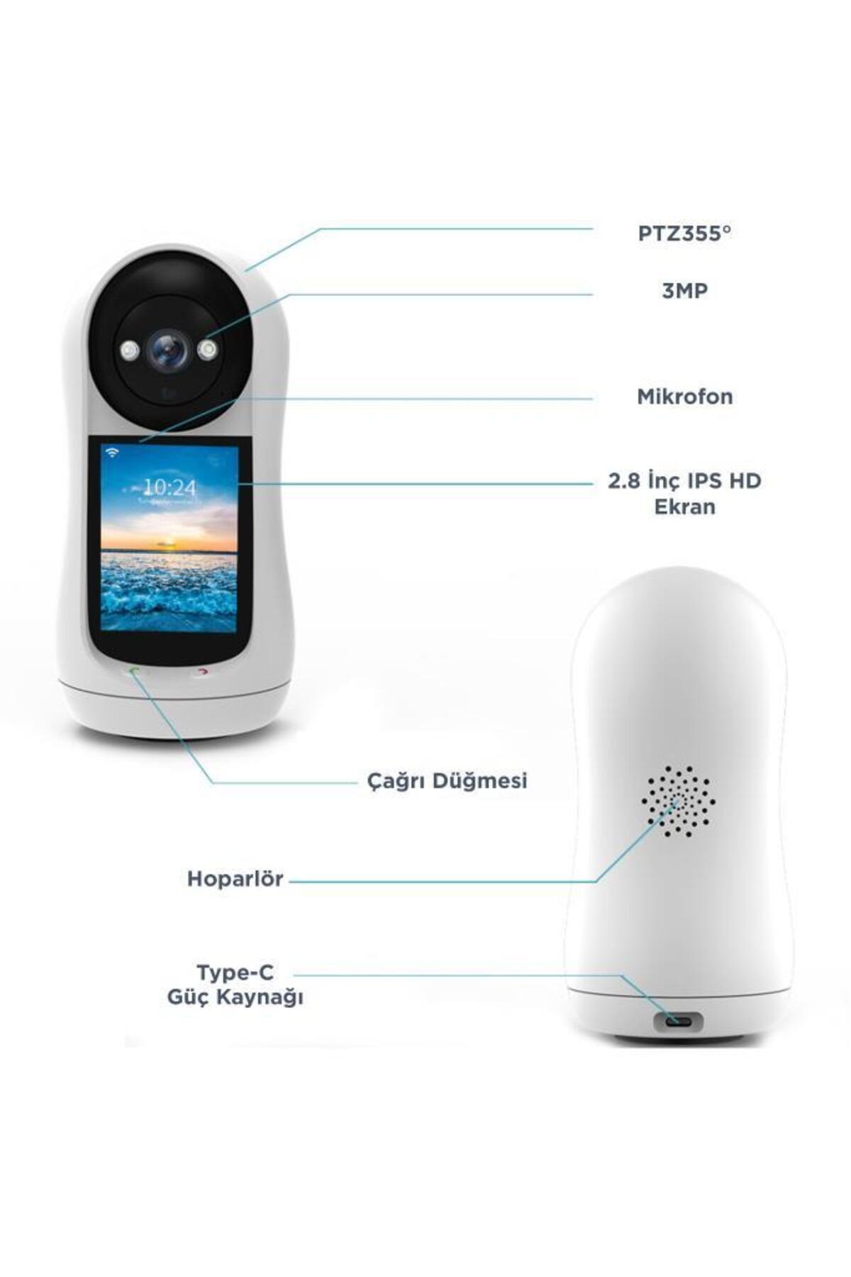 Torima Bebek Kamerası Hareket Algılama Monitörlü Full Hd Smart Ip Güvenlik Kamerası CMR17 Beyaz fotoğrafı 2 (önizleme)