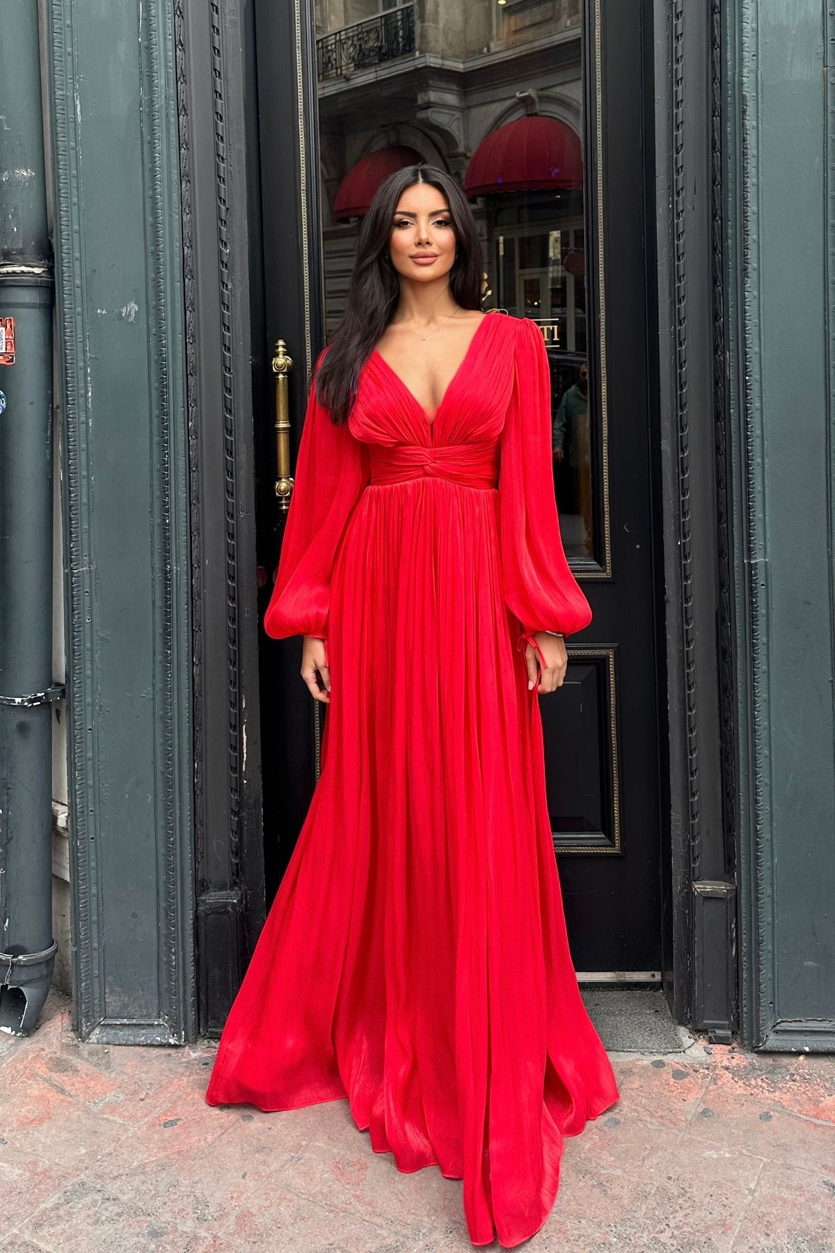 İyem Abiye-Stylish Long Sleeve Design Evening Dress 6
