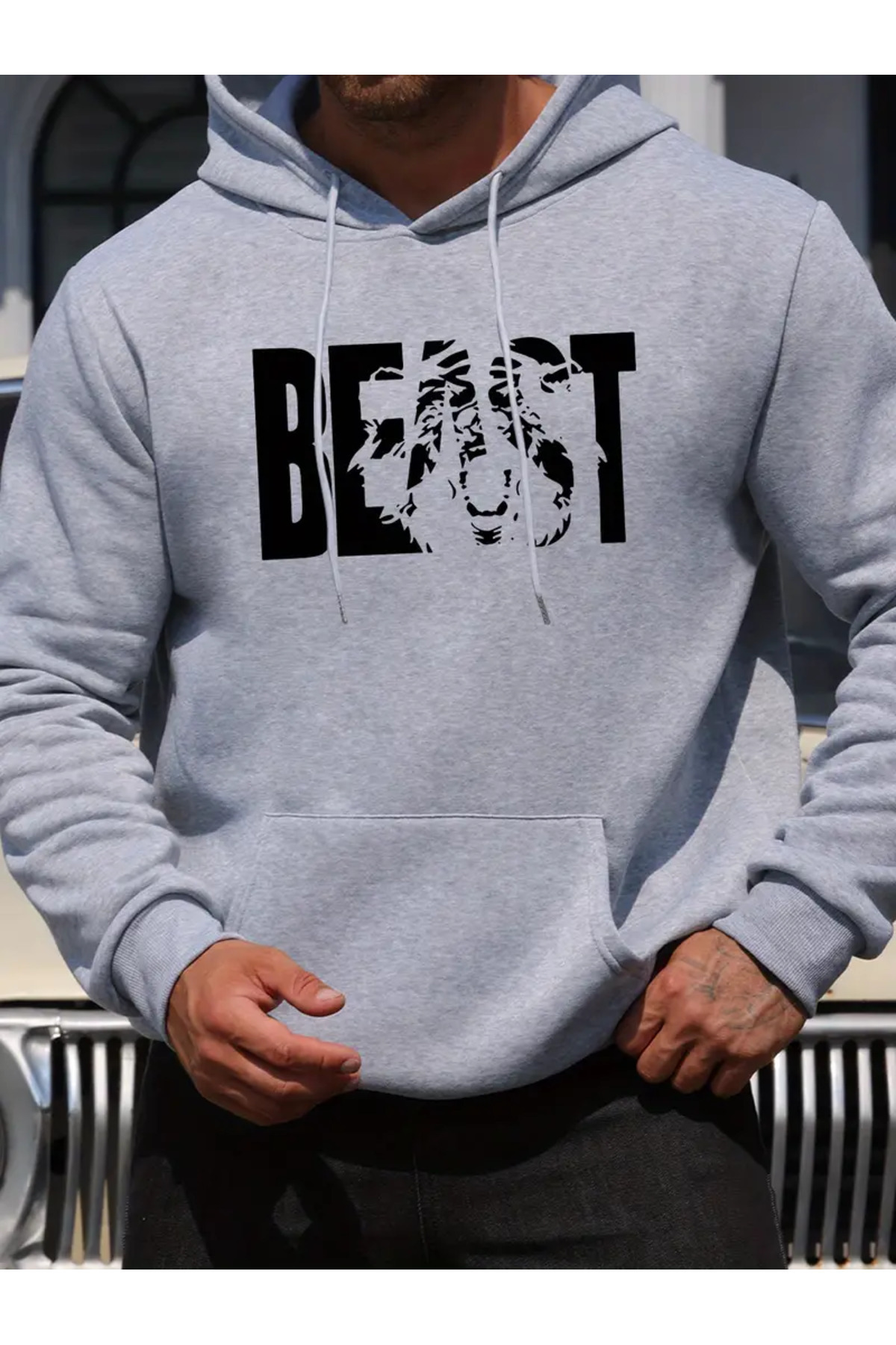 Men's Fashion Monster Alphabet Printed Hoodie