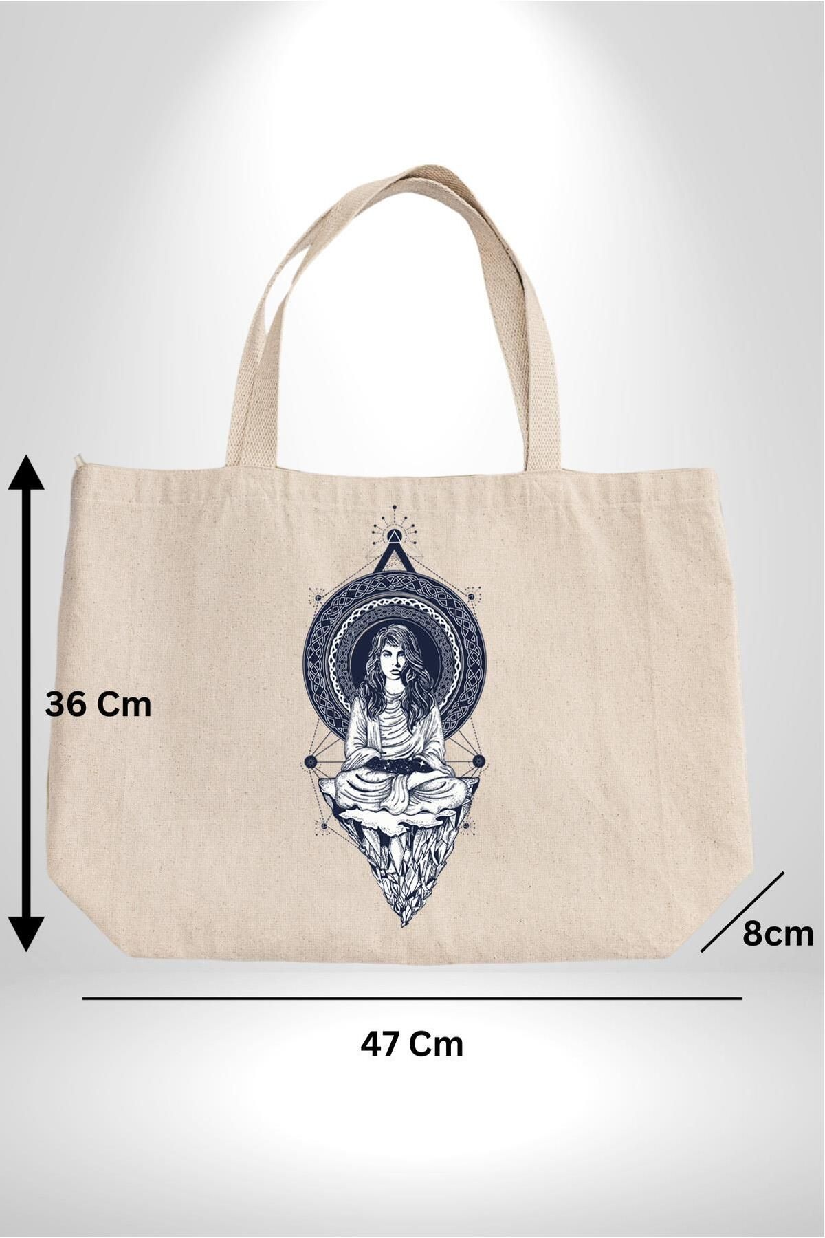 Angemiel-Falcı Meditation Yoga - 47x36x8 Large Size Canvas Gusseted Bag 2