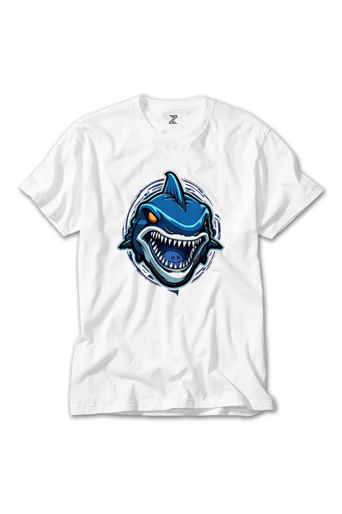 WAKHA Blue Shark Beyaz Tişört